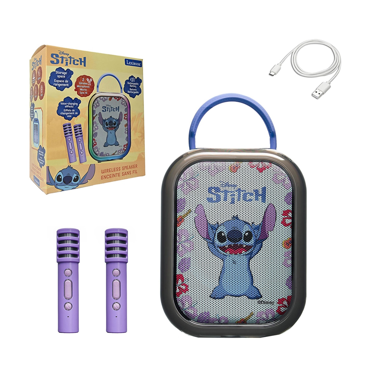 Lexibook - Karaoke Stitch con 2 microfonos inalambricos Bluetooth Lexibook.