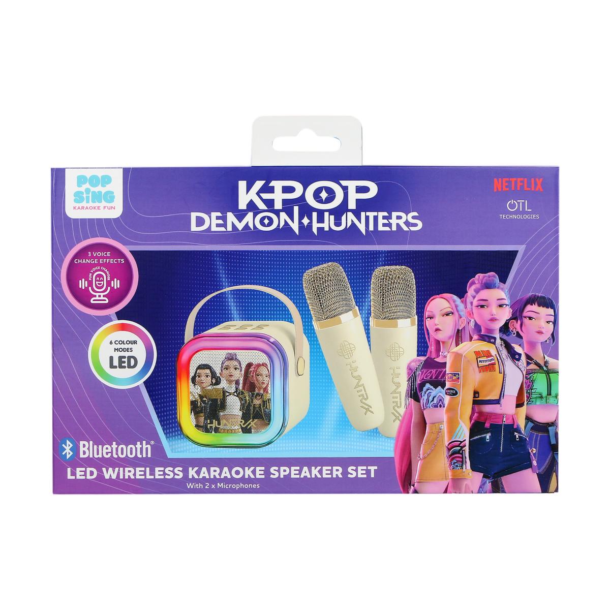 Altavoz con luz led y 2 micrófonos con efectos de voz KPOP Demon Hunters Golden 5