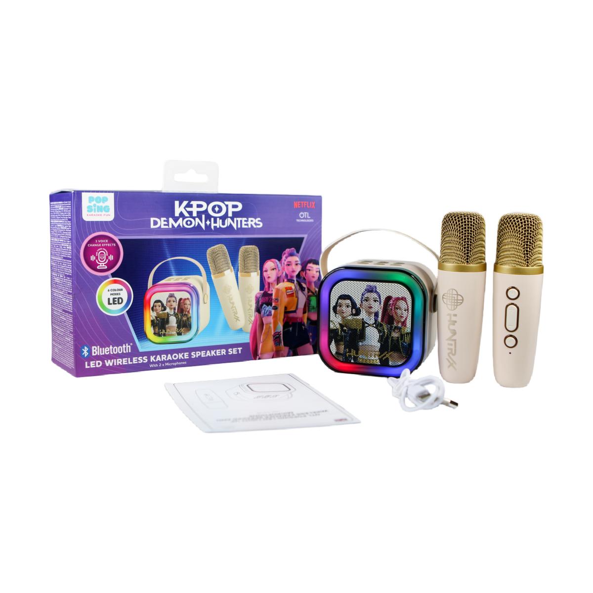 Altavoz con luz led y 2 micrófonos con efectos de voz KPOP Demon Hunters Golden 8