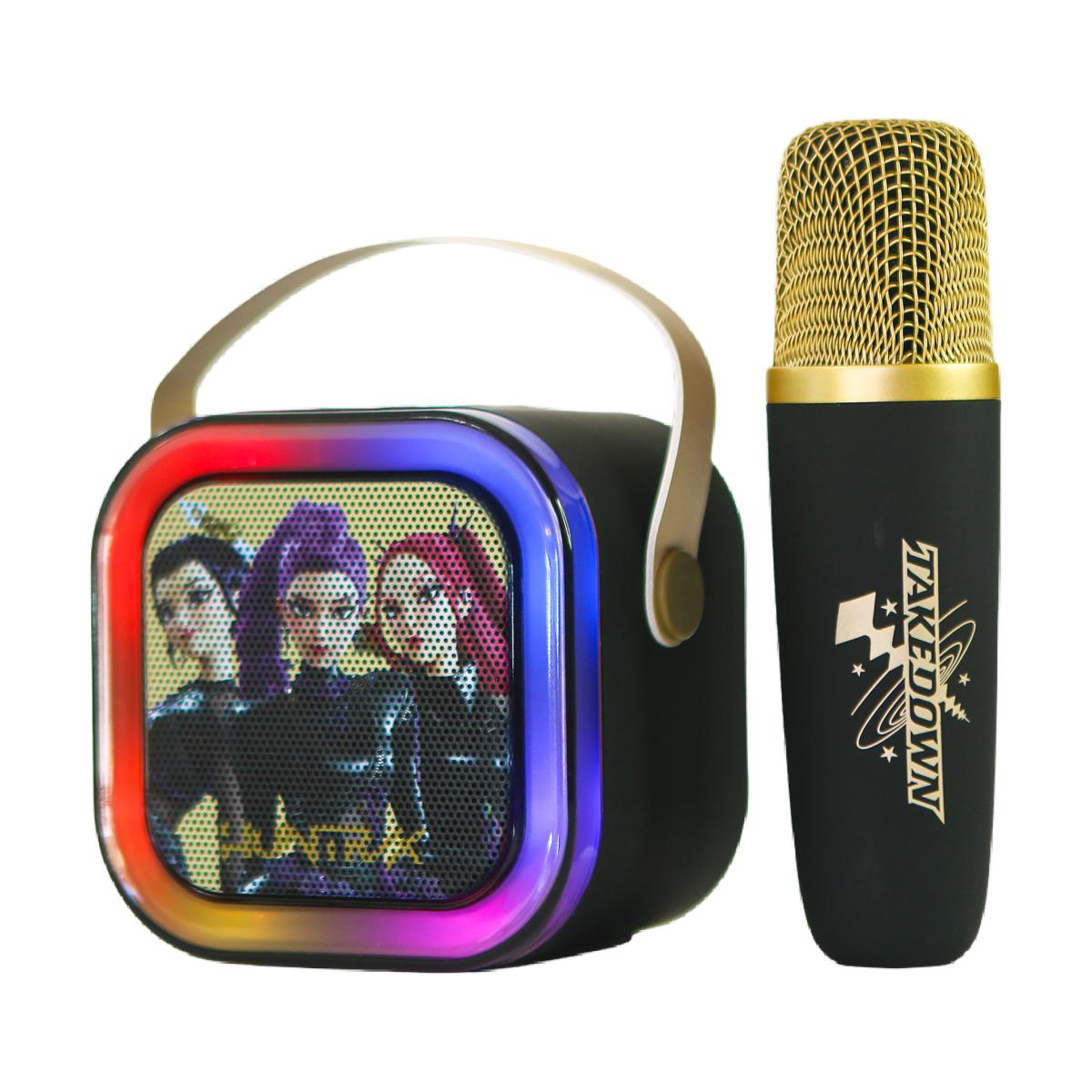 Altavoz con luz led y micrófono con efectos de voz KPOP Demon Hunters Negro 7