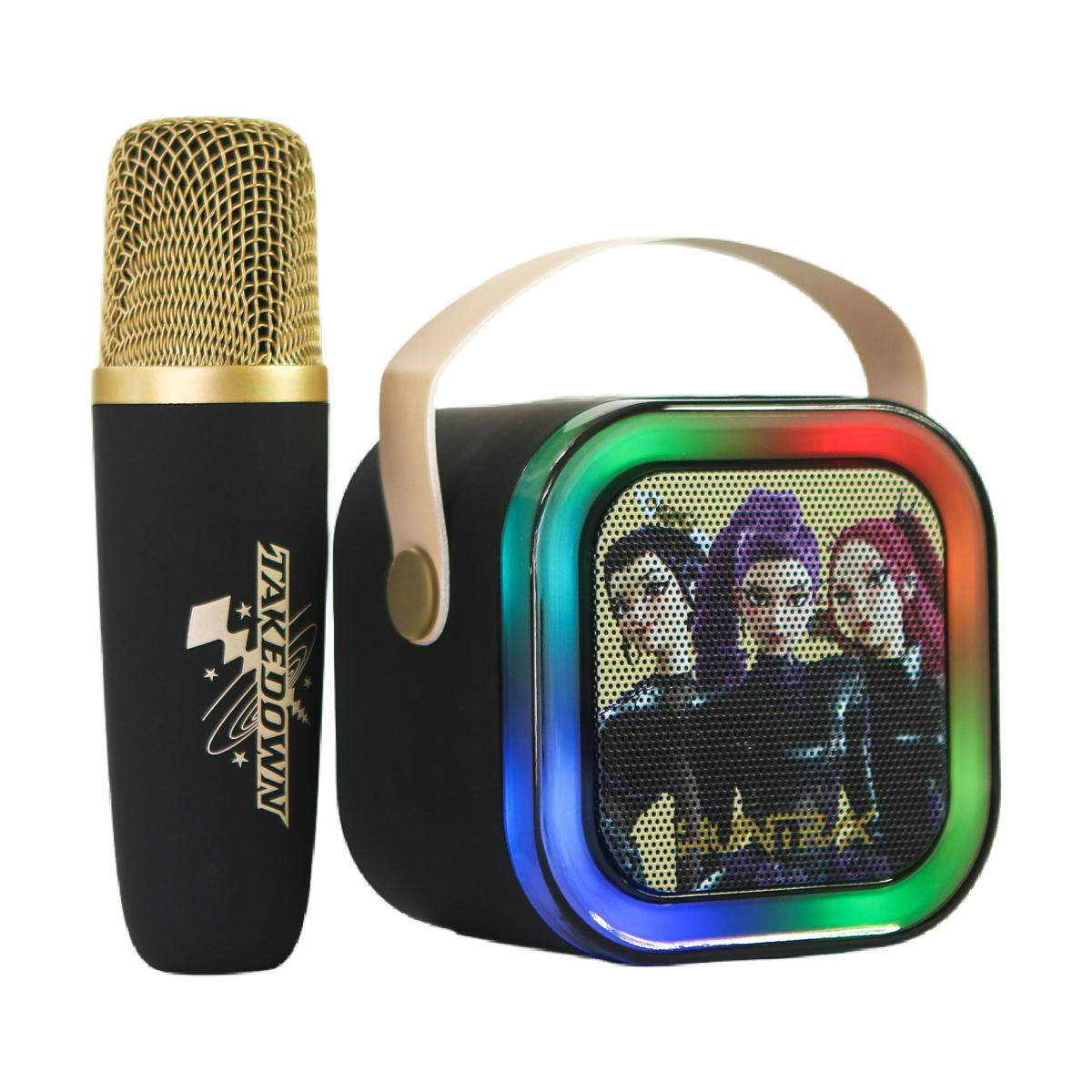 Altavoz con luz led y micrófono con efectos de voz KPOP Demon Hunters Negro 8