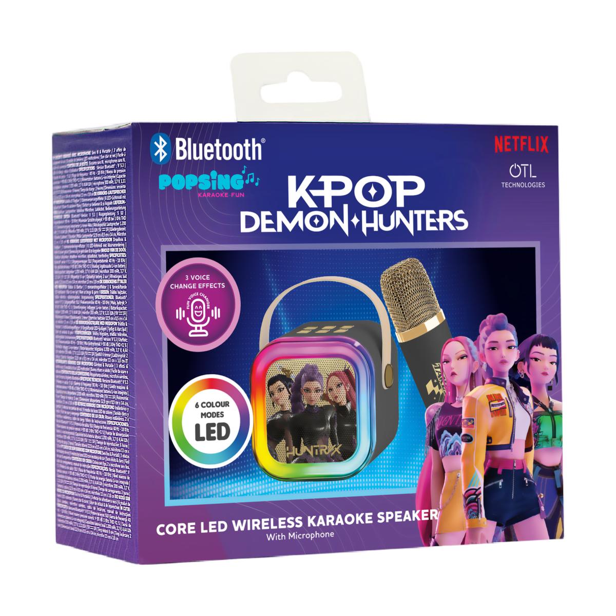 Altavoz con luz led y micrófono con efectos de voz KPOP Demon Hunters Negro 13