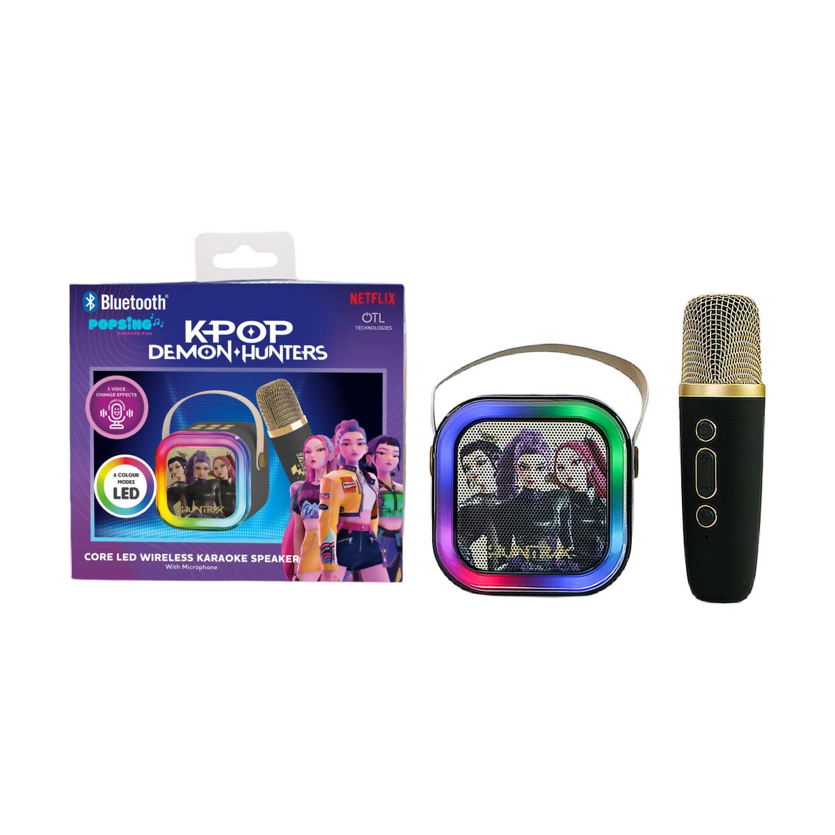 Altavoz con luz led y micrófono con efectos de voz KPOP Demon Hunters Negro 14