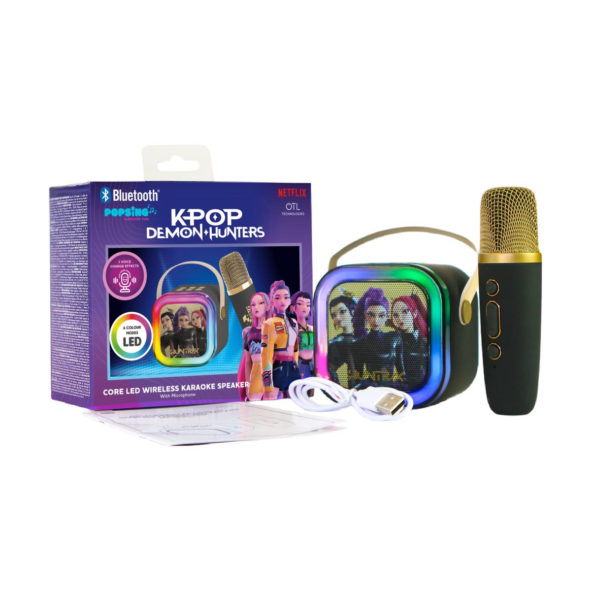 Altavoz con luz led y micrófono con efectos de voz KPOP Demon Hunters Negro 16