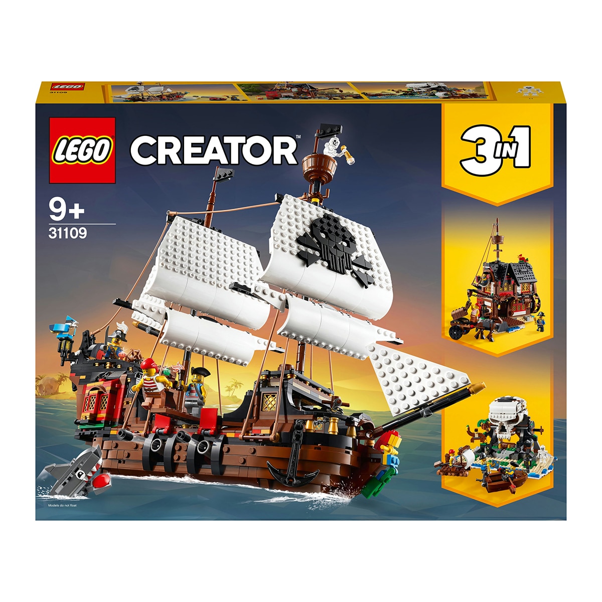 Juguete de Construcción Creativo Barco Pirata, Taberna o Isla Calavera LEGO Creator 3en1 - 31109 1