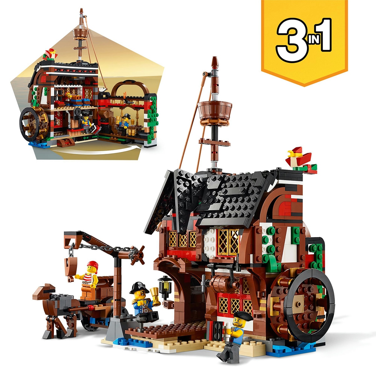 Juguete de Construcción Creativo Barco Pirata, Taberna o Isla Calavera LEGO Creator 3en1 - 31109 6