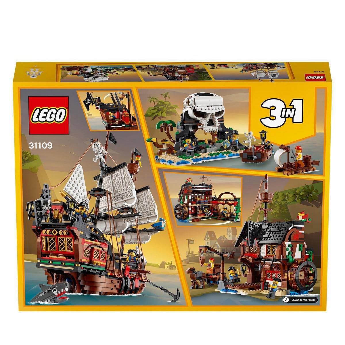 Juguete de Construcción Creativo Barco Pirata, Taberna o Isla Calavera LEGO Creator 3en1 - 31109 11