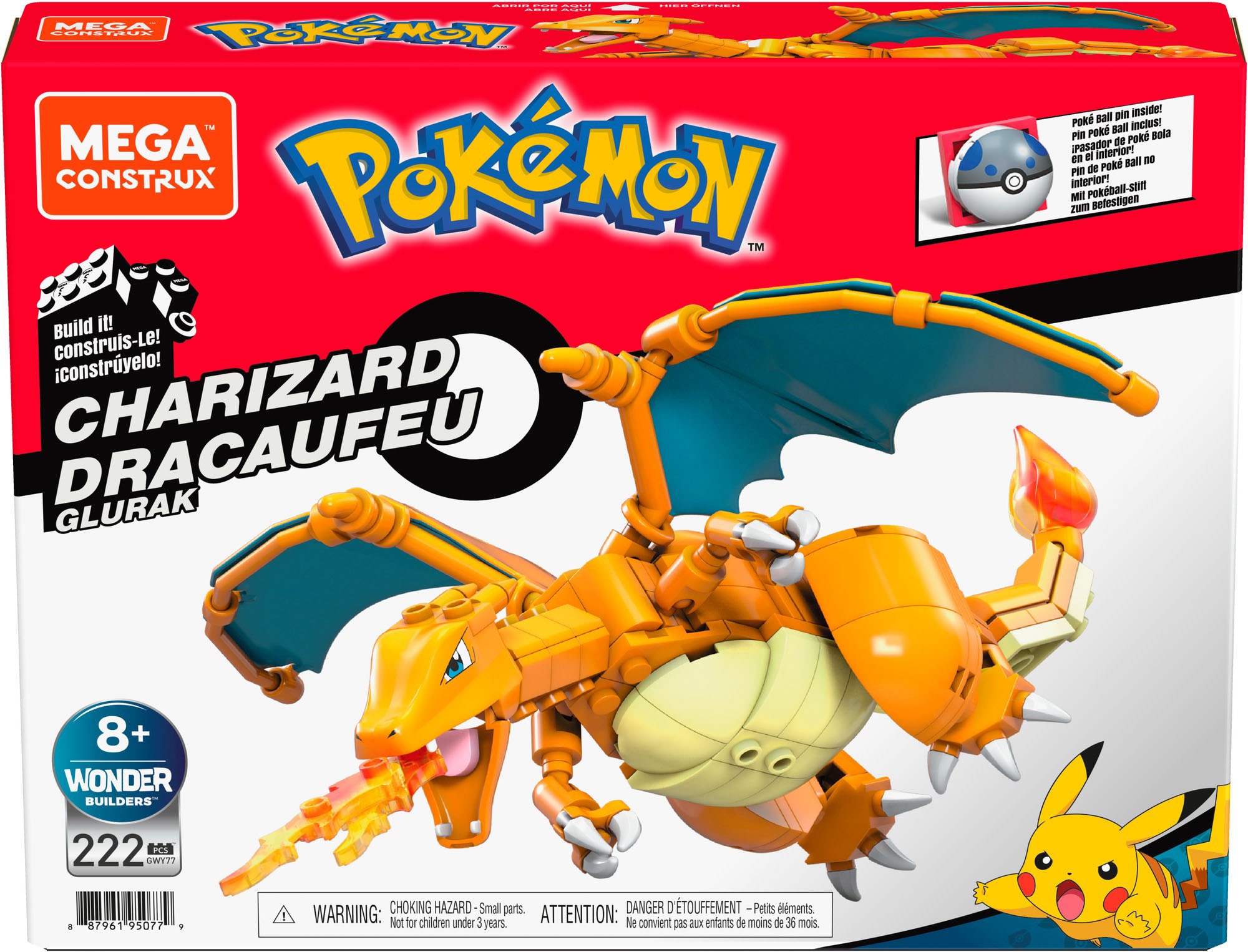 Figura de 222 bloques de construcción de juguete Charizard Pokémon Mega Construx 3