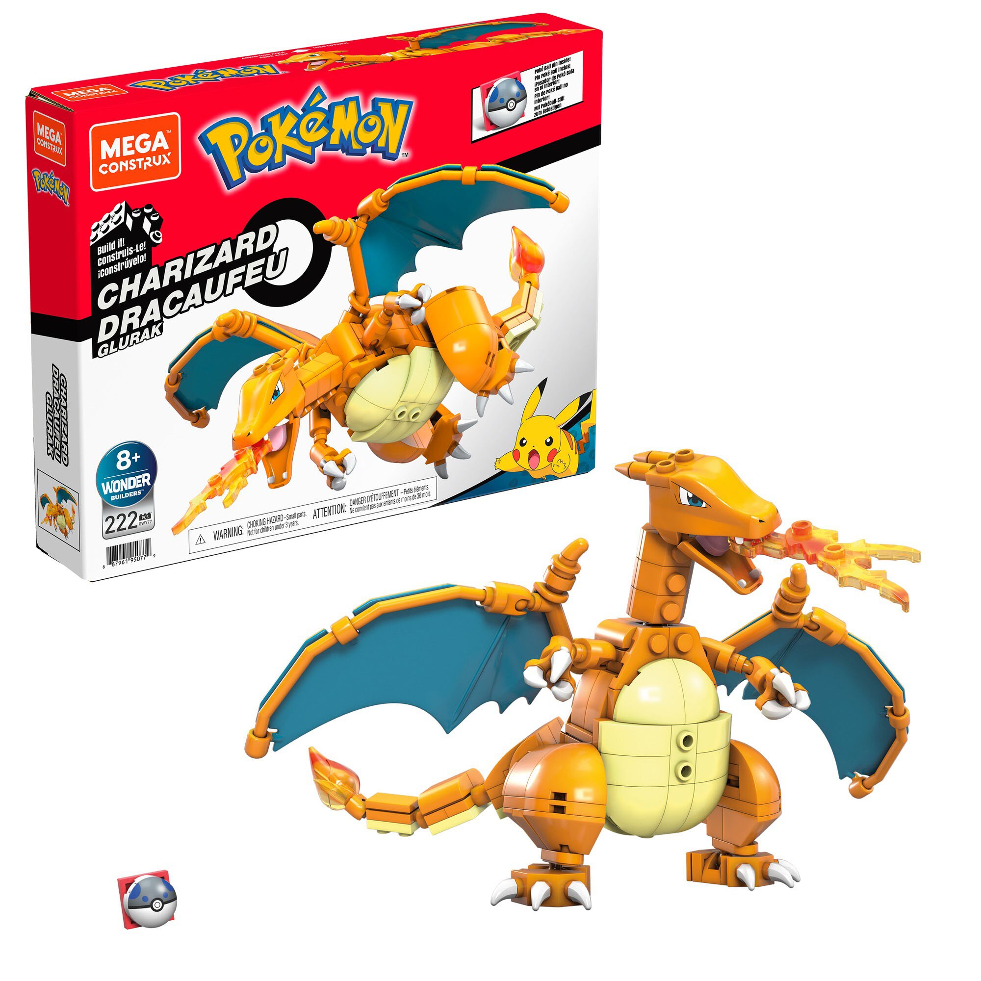 Figura de 222 bloques de construcción de juguete Charizard Pokémon Mega Construx 4