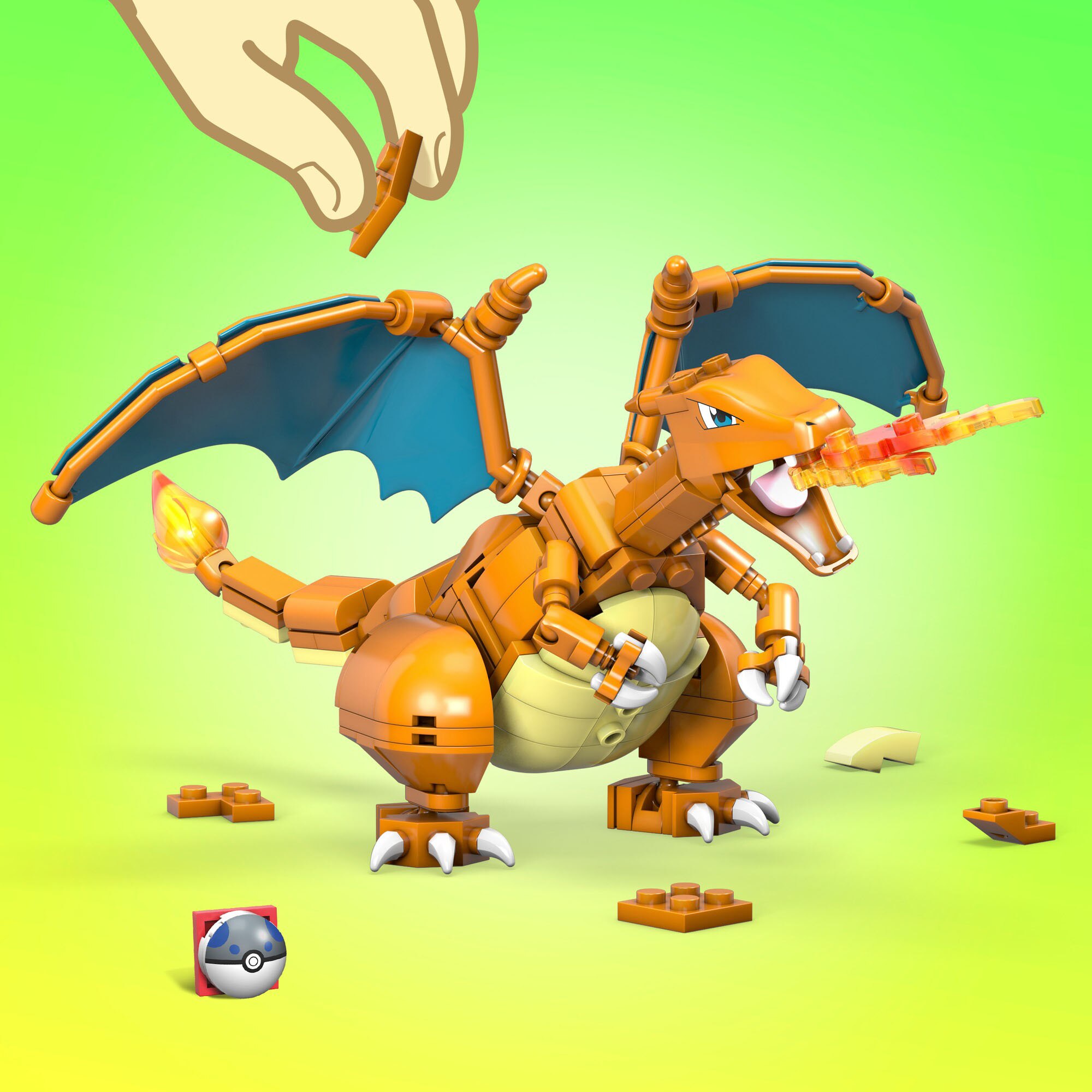 Figura de 222 bloques de construcción de juguete Charizard Pokémon Mega Construx 7