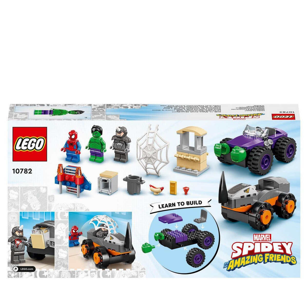 Juguete de Construcción Spidey y Su Super Equipo Camiones de Combate de Hulk y Rino LEGO Marvel - 10782 8