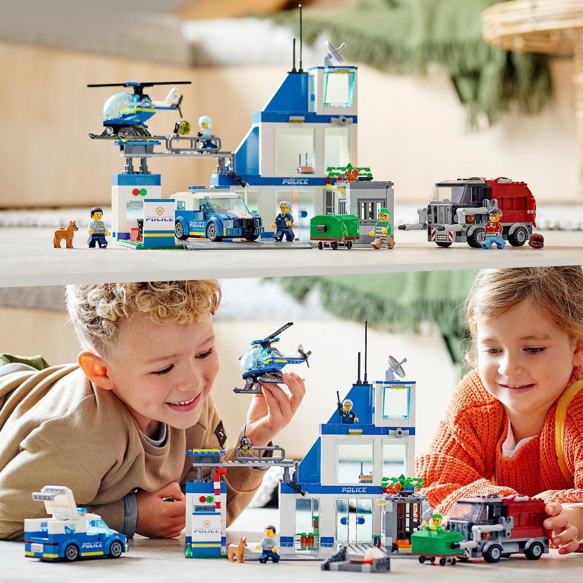 Comisaría de Policía, Set de Construcción con Cárcel y Coches de Juguete, Camión, Furgón y Helicóptero, LEGO City Police 2