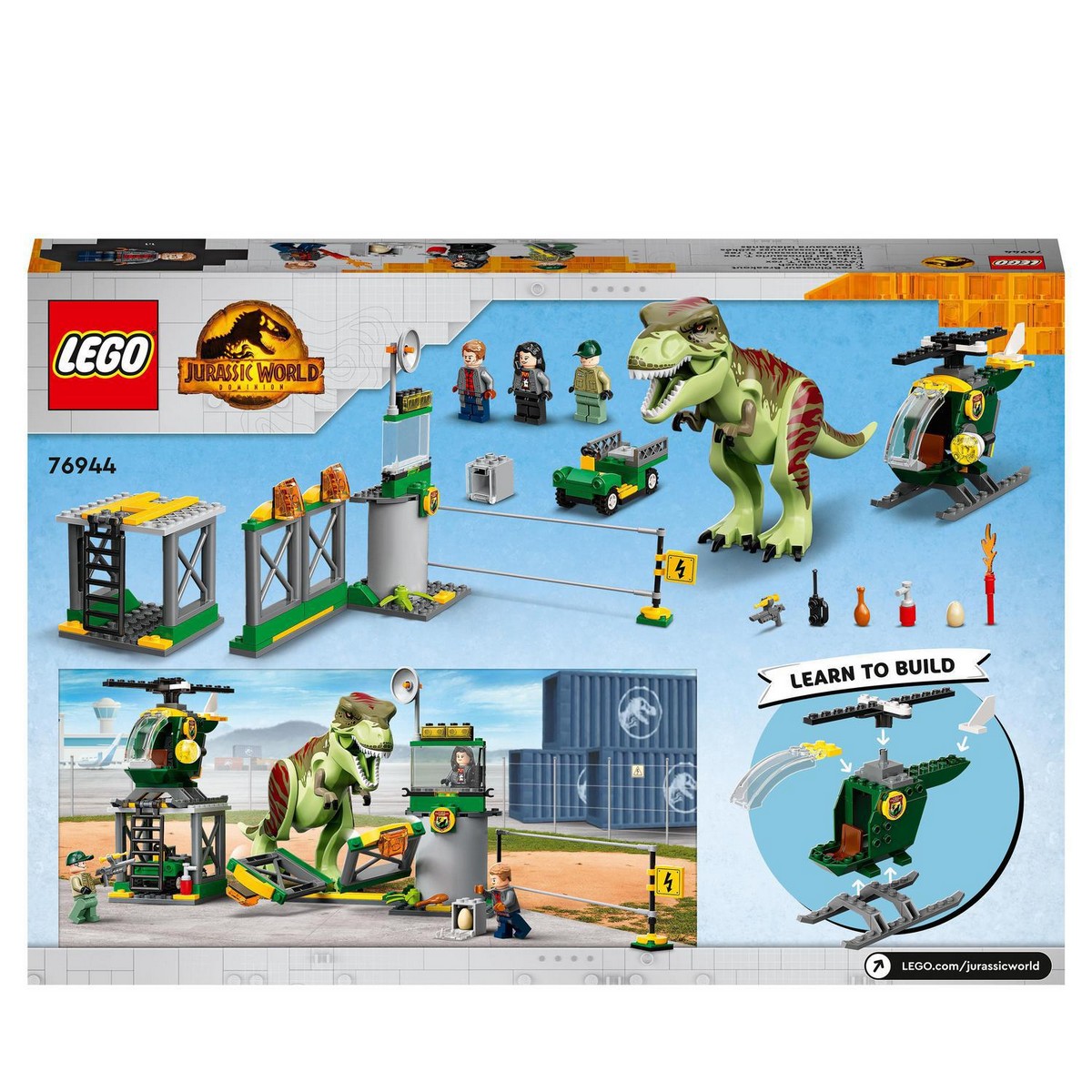 Juguete de Construcción Fuga del Dinosaurio T. Rex con Helicóptero LEGO Jurassic World - 76944 9