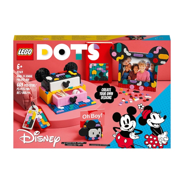 Manualidades 6en1 Mickey y Minnie Mouse: Caja de Proyectos de Vuelta al Cole Personalizables Creatividad LEGO DOTS Disney