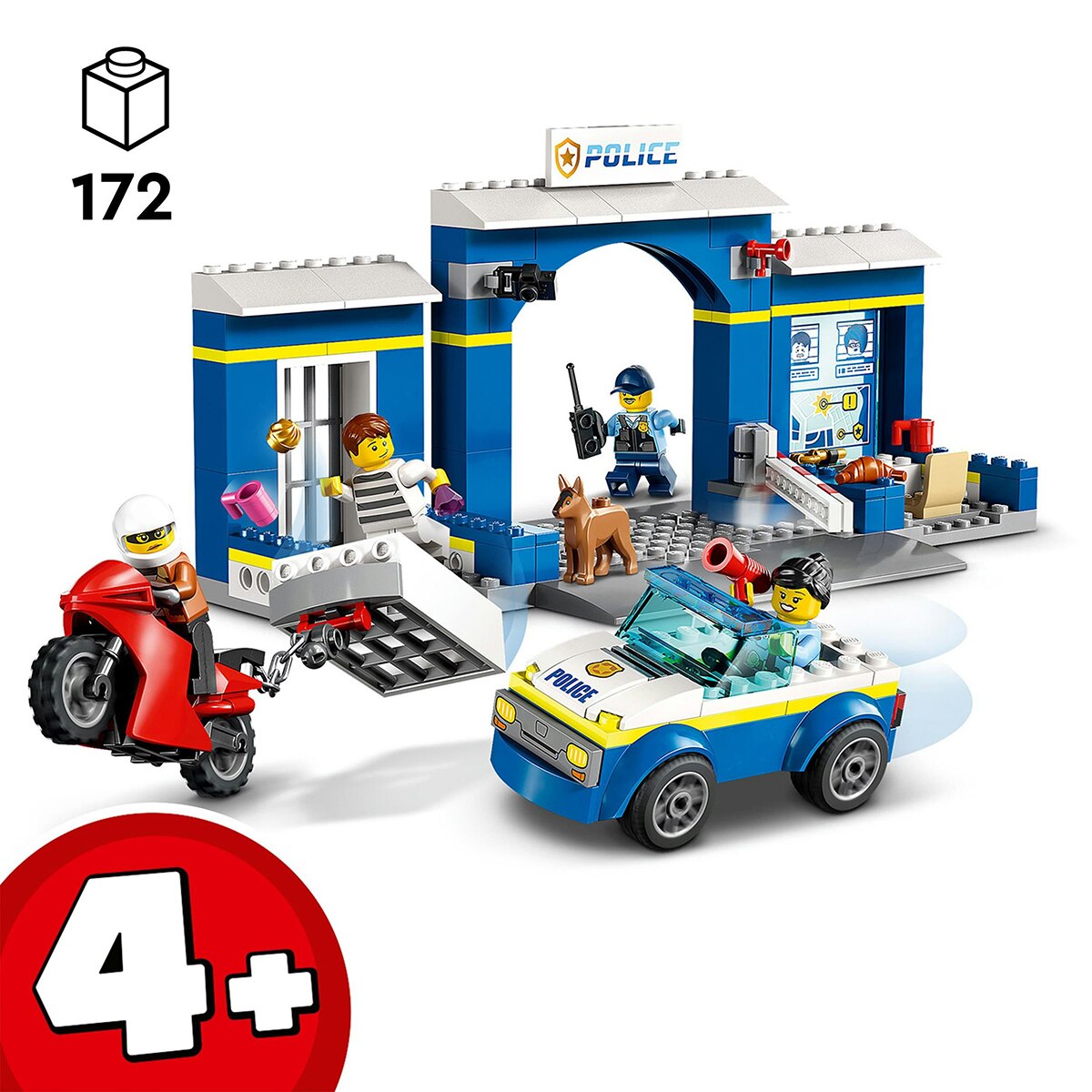 Juguete de Construcción Persecución en la Comisaría de Policía con Moto y Mini Figuras LEGO City 5