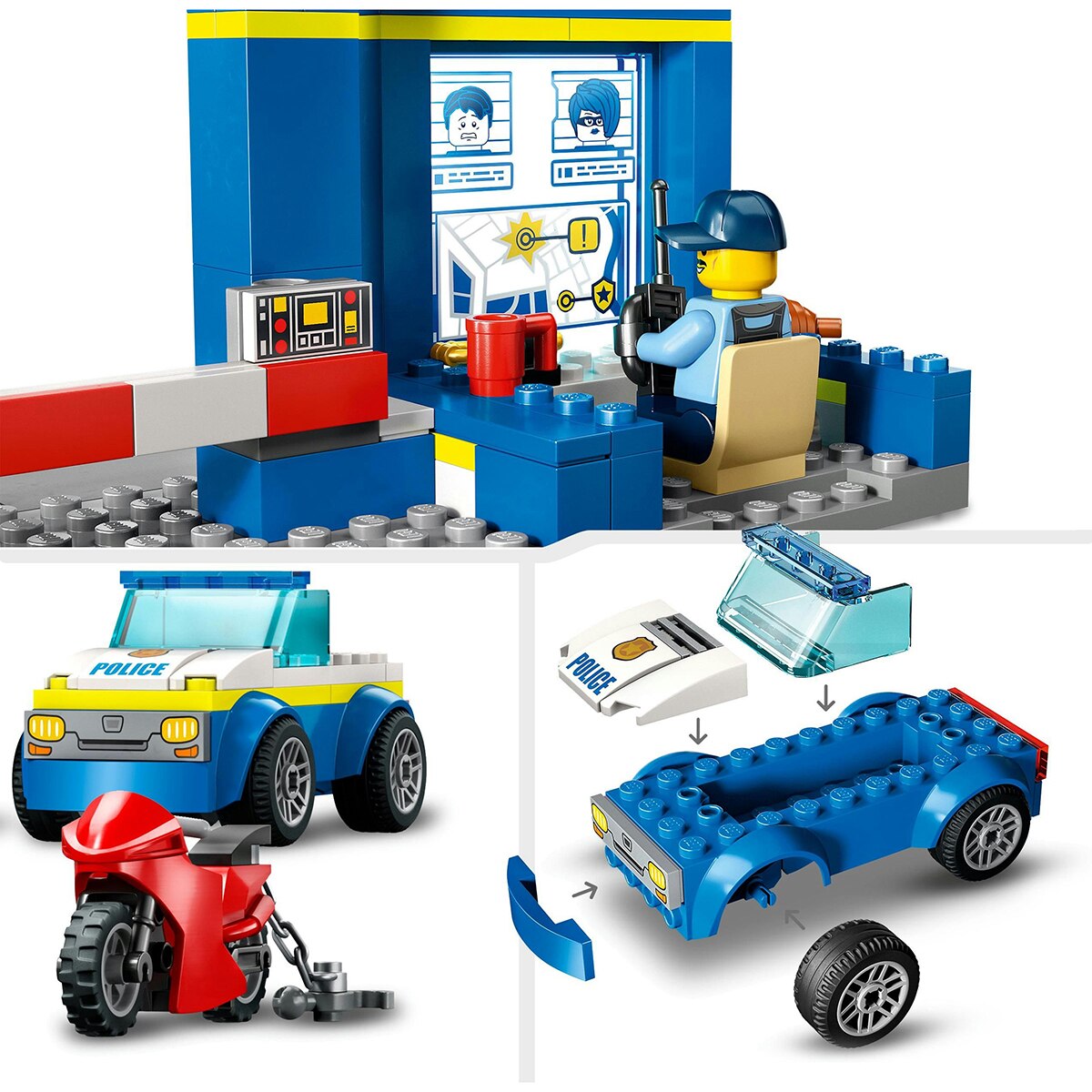 Juguete de Construcción Persecución en la Comisaría de Policía con Moto y Mini Figuras LEGO City 7