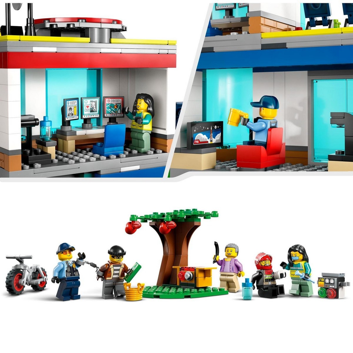 Set de Juguetes de Construcción Central de Vehículos de Emergencia Ambulancia, Coche y Helicóptero LEGO City - 60371 5