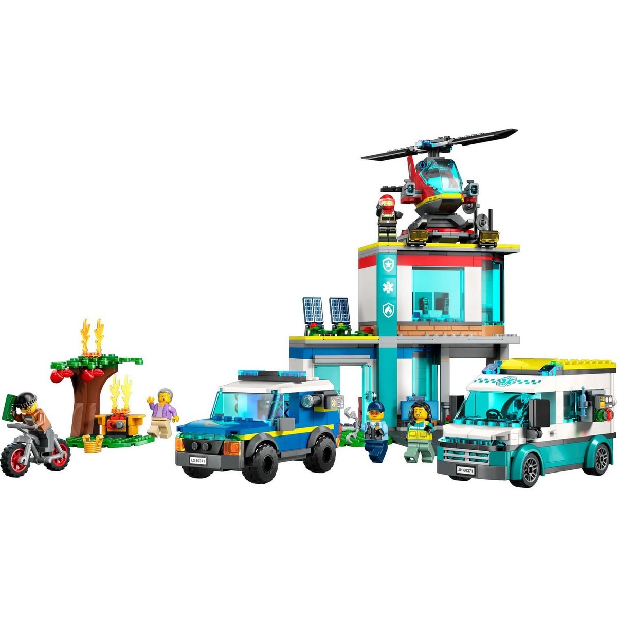 Set de Juguetes de Construcción Central de Vehículos de Emergencia Ambulancia, Coche y Helicóptero LEGO City - 60371 8