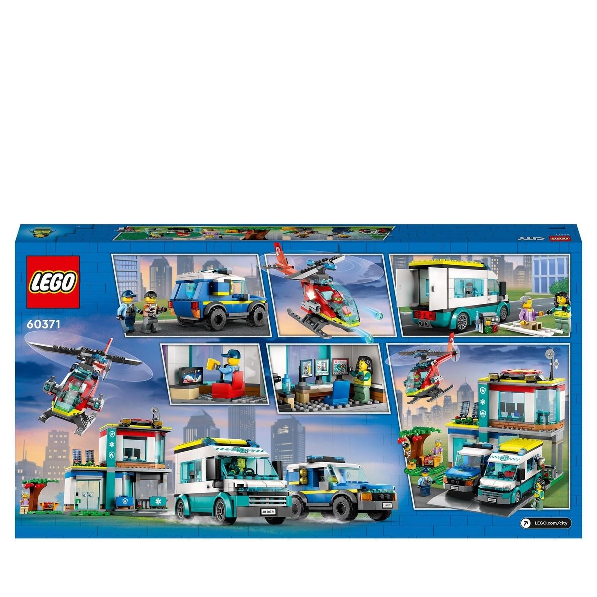 Set de Juguetes de Construcción Central de Vehículos de Emergencia Ambulancia, Coche y Helicóptero LEGO City - 60371 9