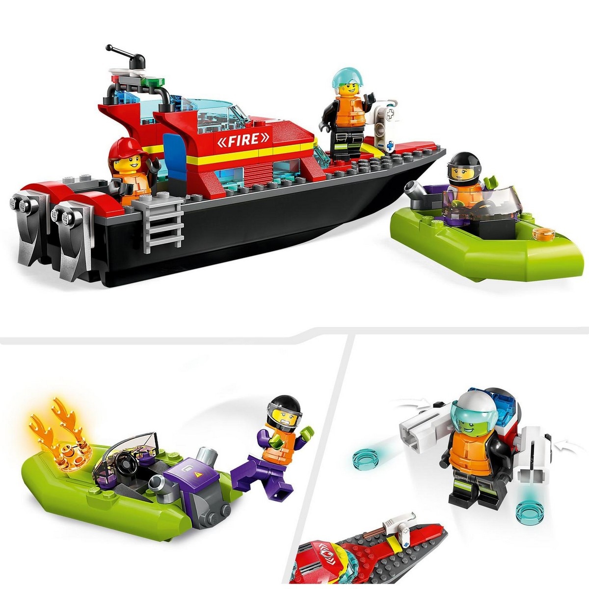 Juguete de Construcción Lancha de Rescate de Bomberos y Barco Zodiac para la Bañera LEGO City - 60373 5
