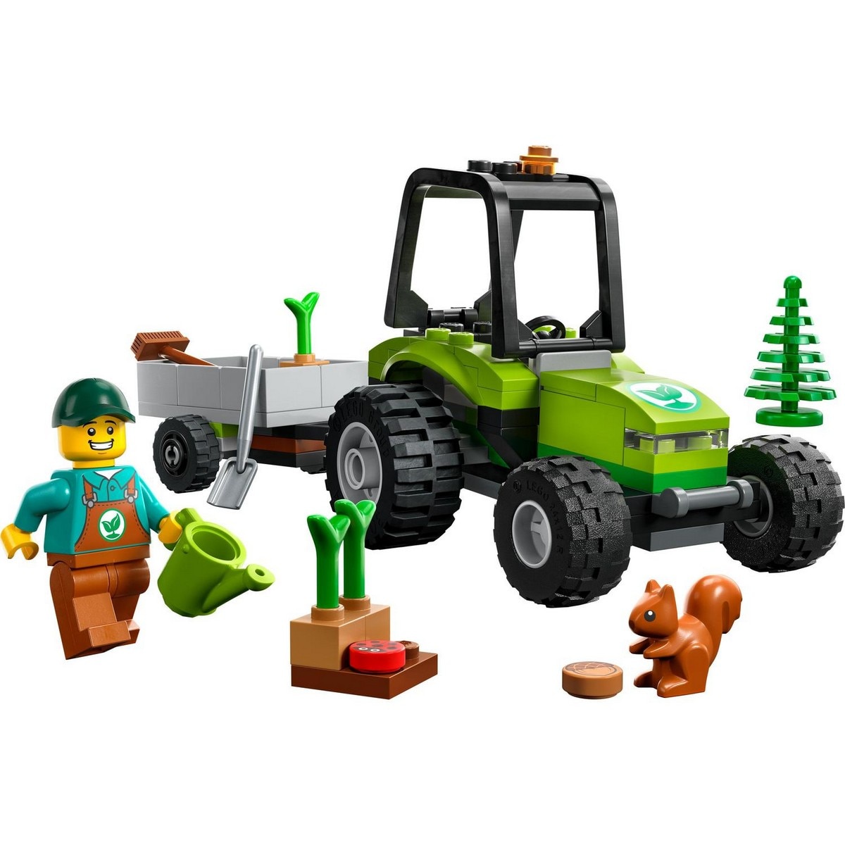 Tractor De Juguete Con Remolque Y Animales De Granja De Juguete. | Foto