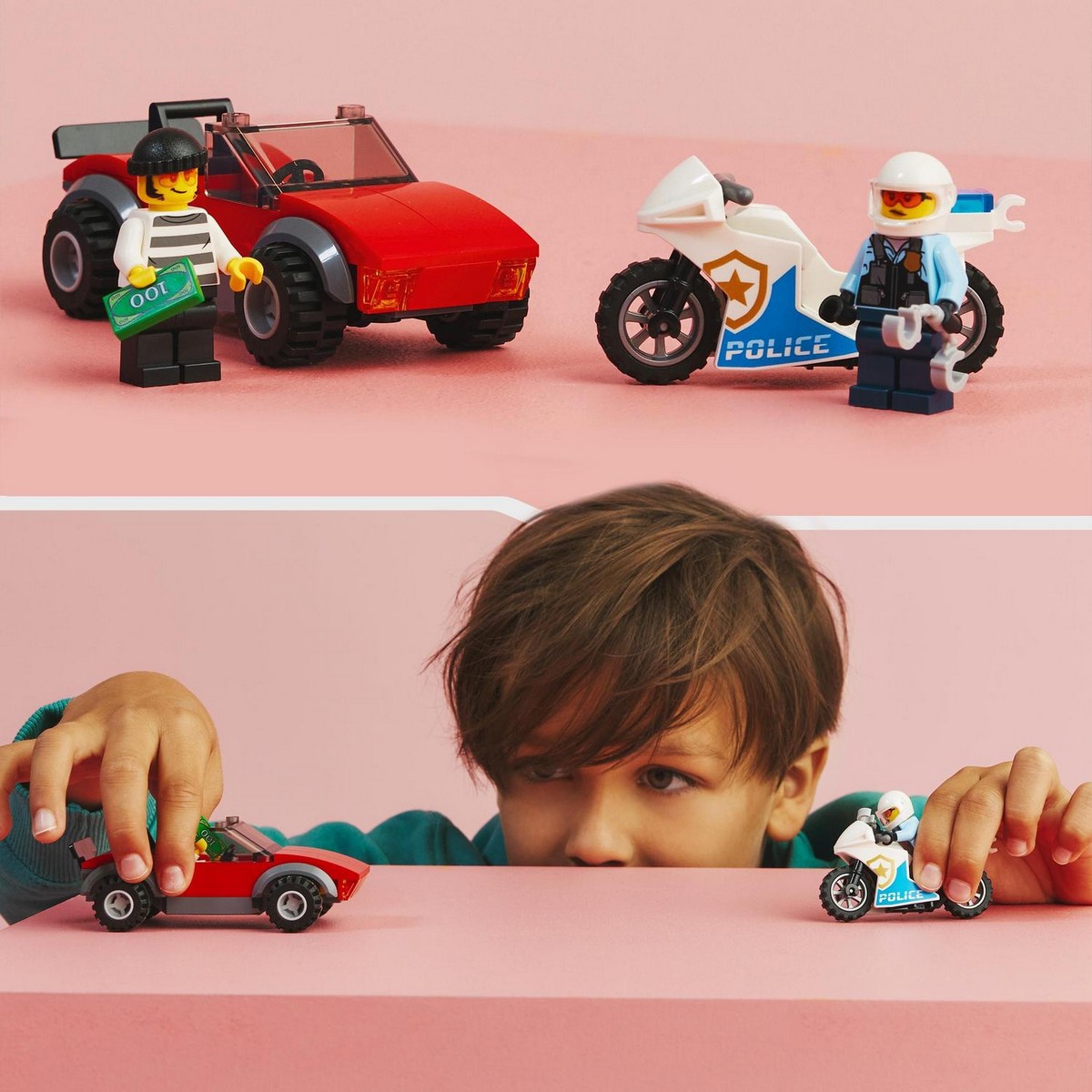 Juguete de Construcción Moto de Policía y Coche a la Fuga con Dinero de Mentira de LEGO City - 60392 2