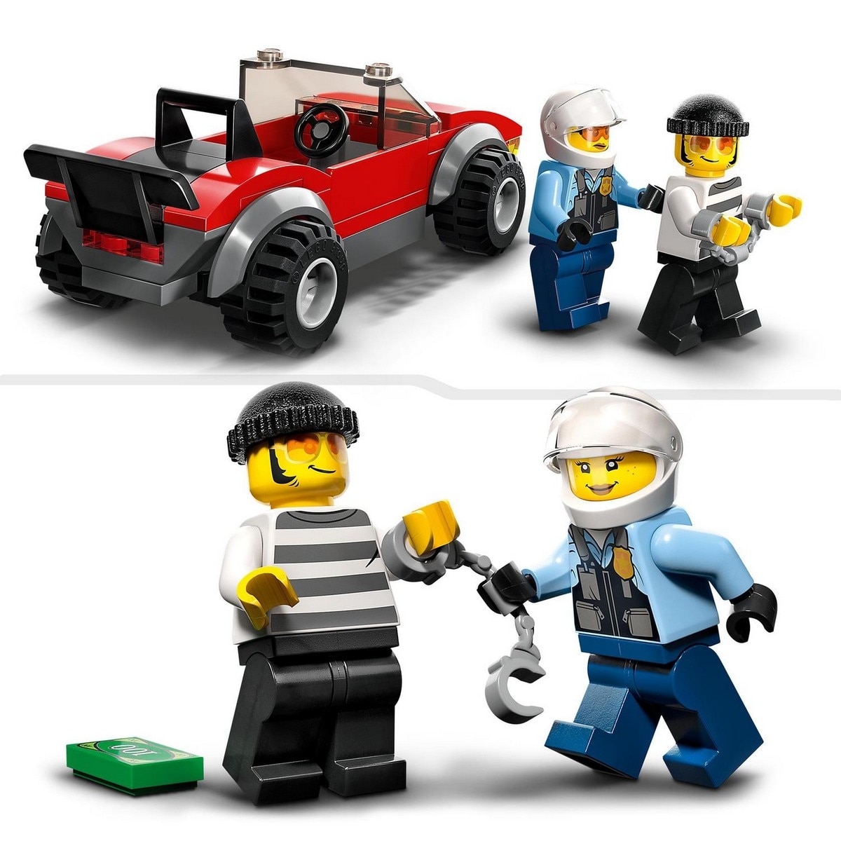 Juguete de Construcción Moto de Policía y Coche a la Fuga con Dinero de Mentira de LEGO City - 60392 5