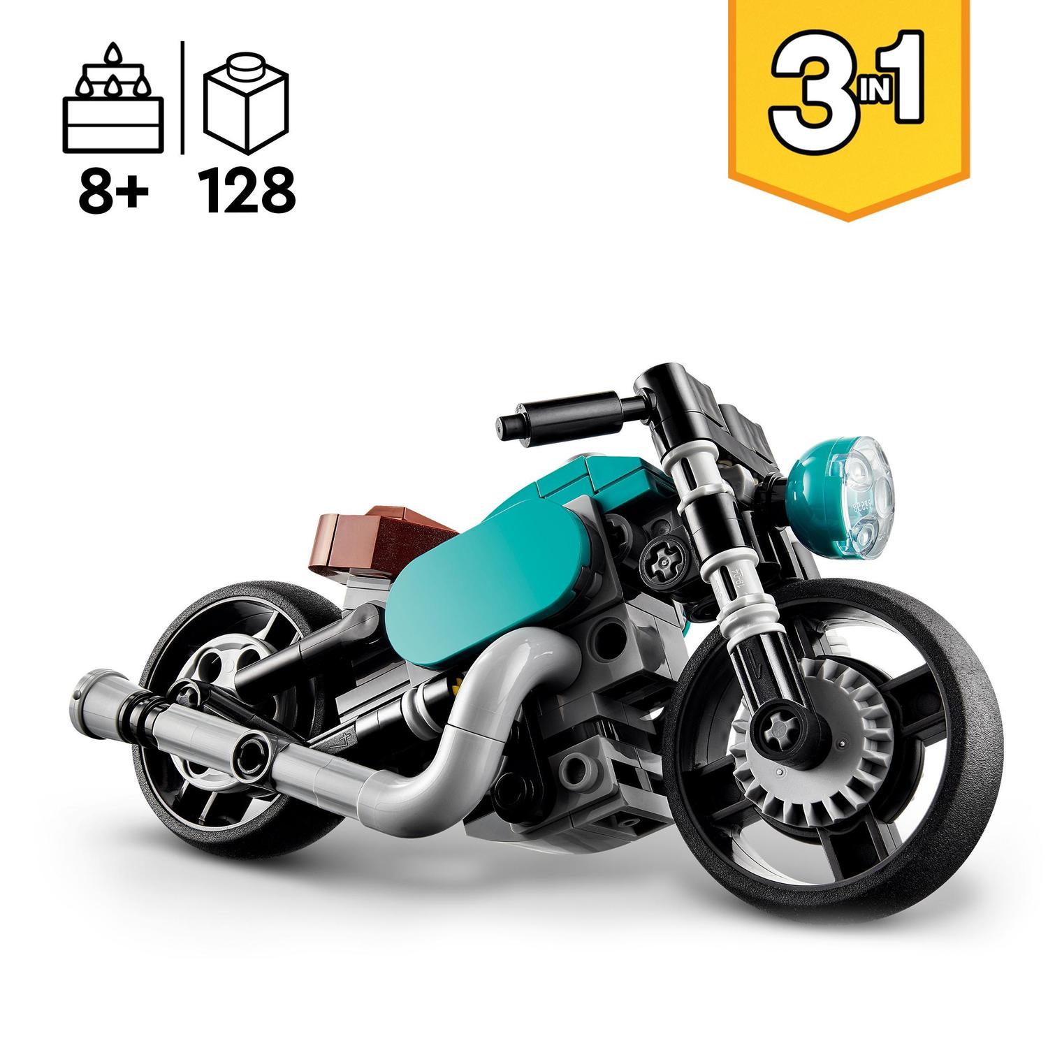 Juguete de Construcción de Vehículos Moto Clásica o Coche Dragster LEGO Creator 3 en 1 - 31135 3