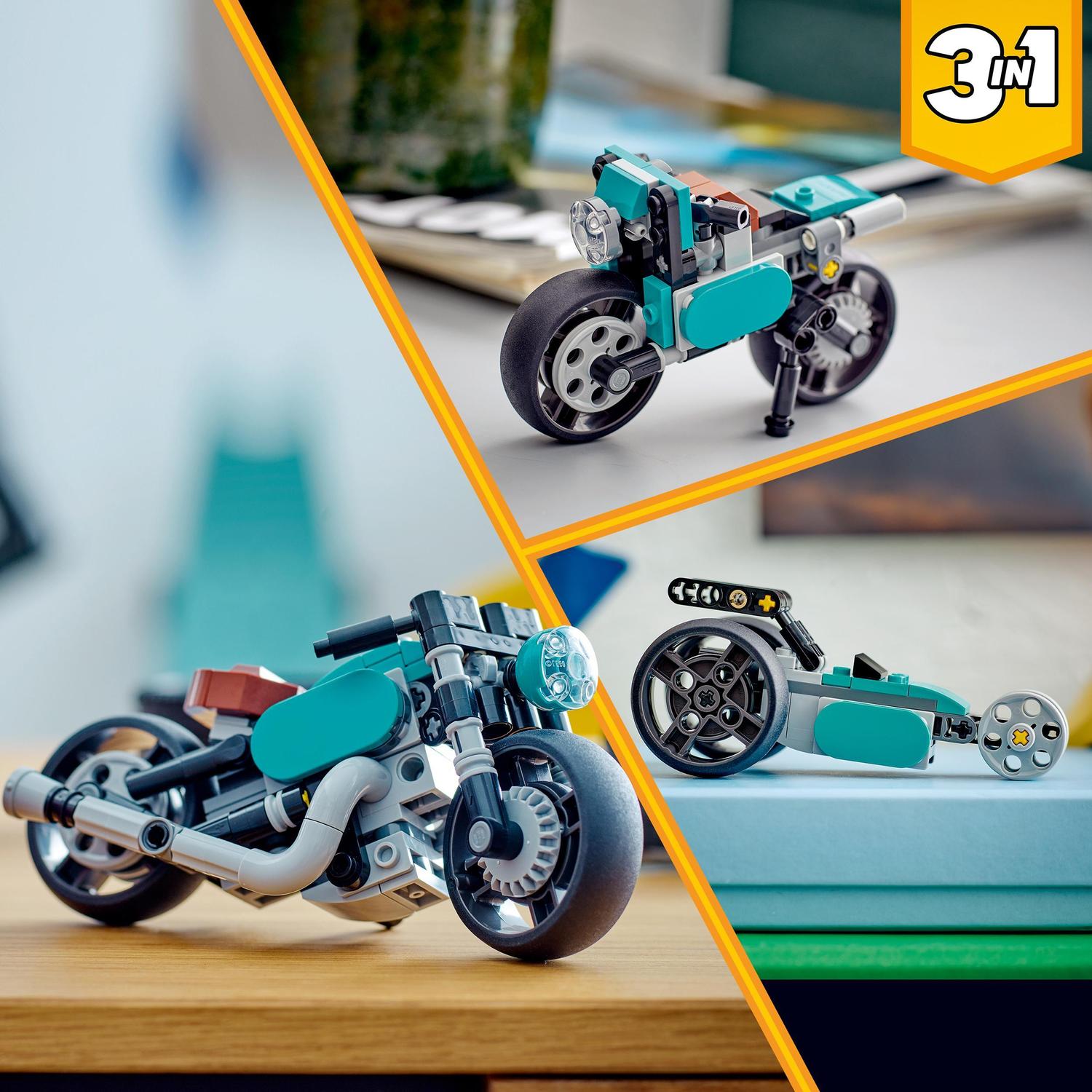 Juguete de Construcción de Vehículos Moto Clásica o Coche Dragster LEGO Creator 3 en 1 - 31135 6