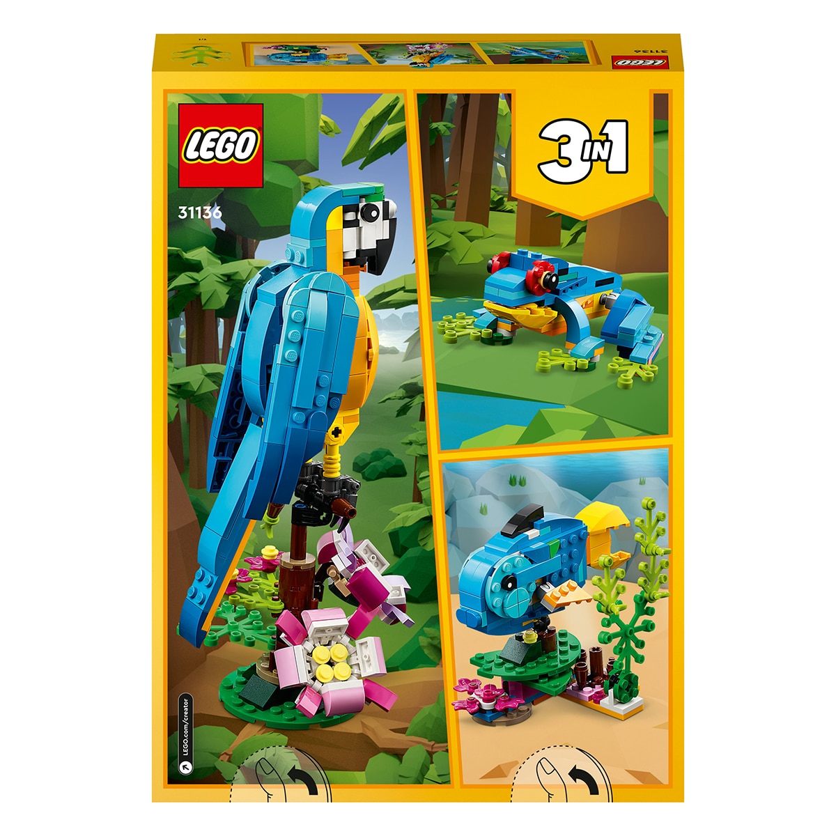 Animales de Juguete para Construir Loro Exótico LEGO Creator 3 en 1 - 31136 9