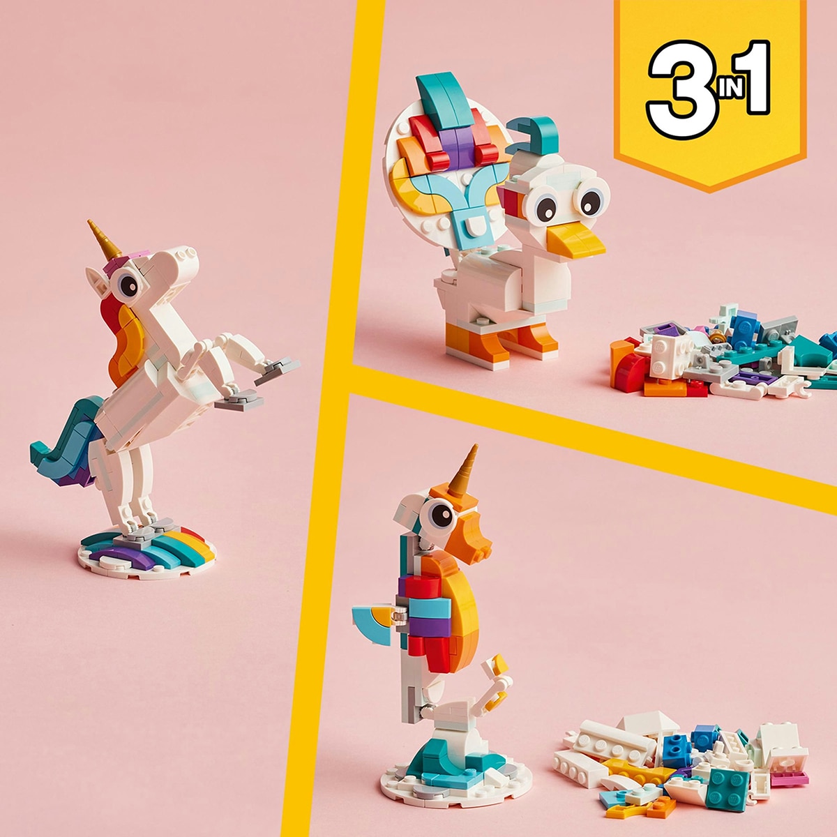 Animales de Juguete para Construir Unicornio Mágico y Pavo Real LEGO Creator 3 en 1 - 31140 8
