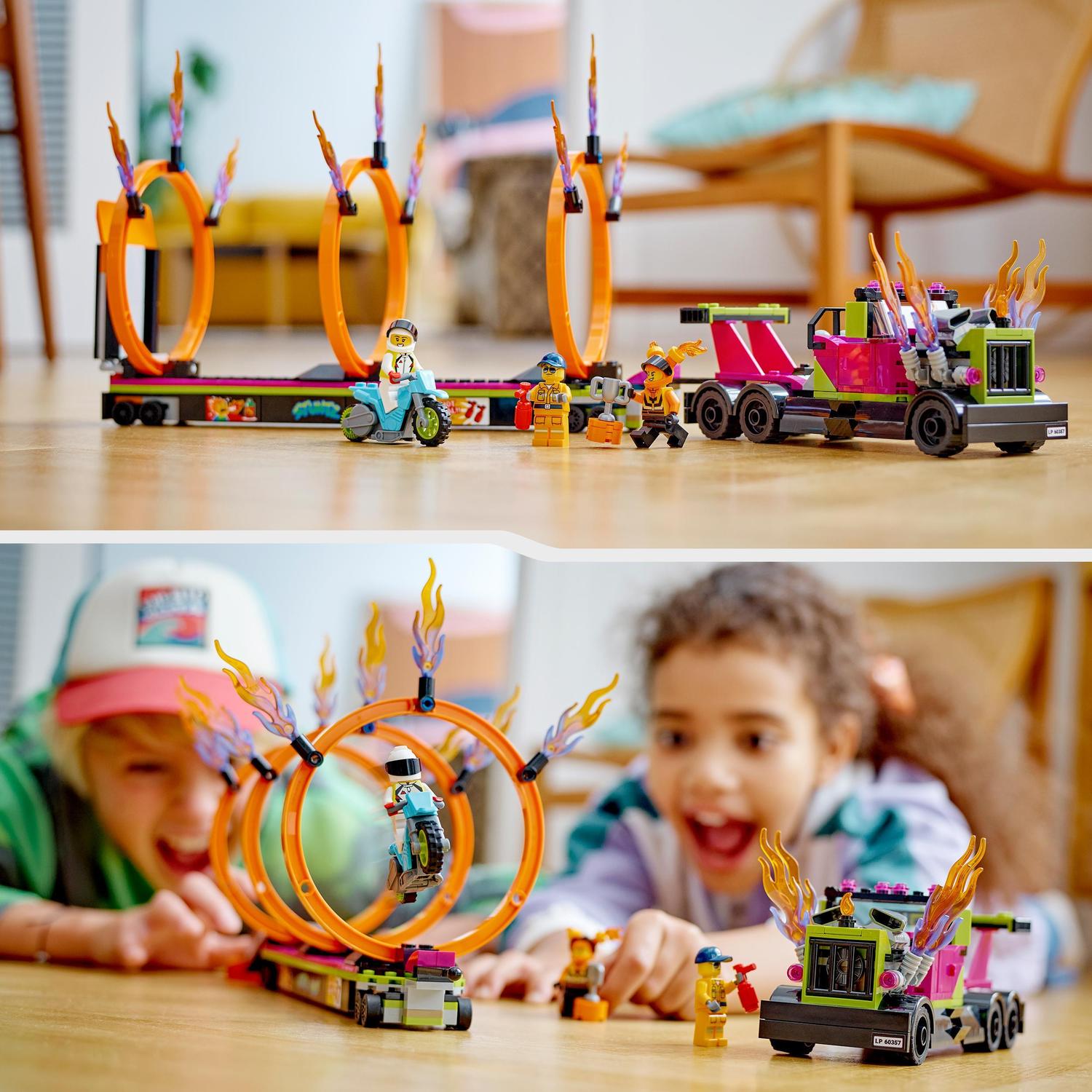 Juguete de Construcción Desafío Acrobático: Camión y Anillos de