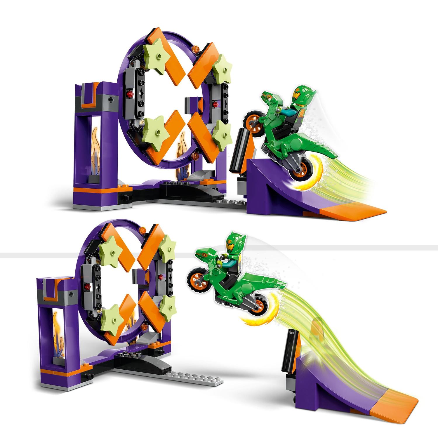 Juguete de Construcción Desafío Acrobático: Rampa y Aro con Mini Figura de Piloto y Moto LEGO City Stuntz - 60359 4