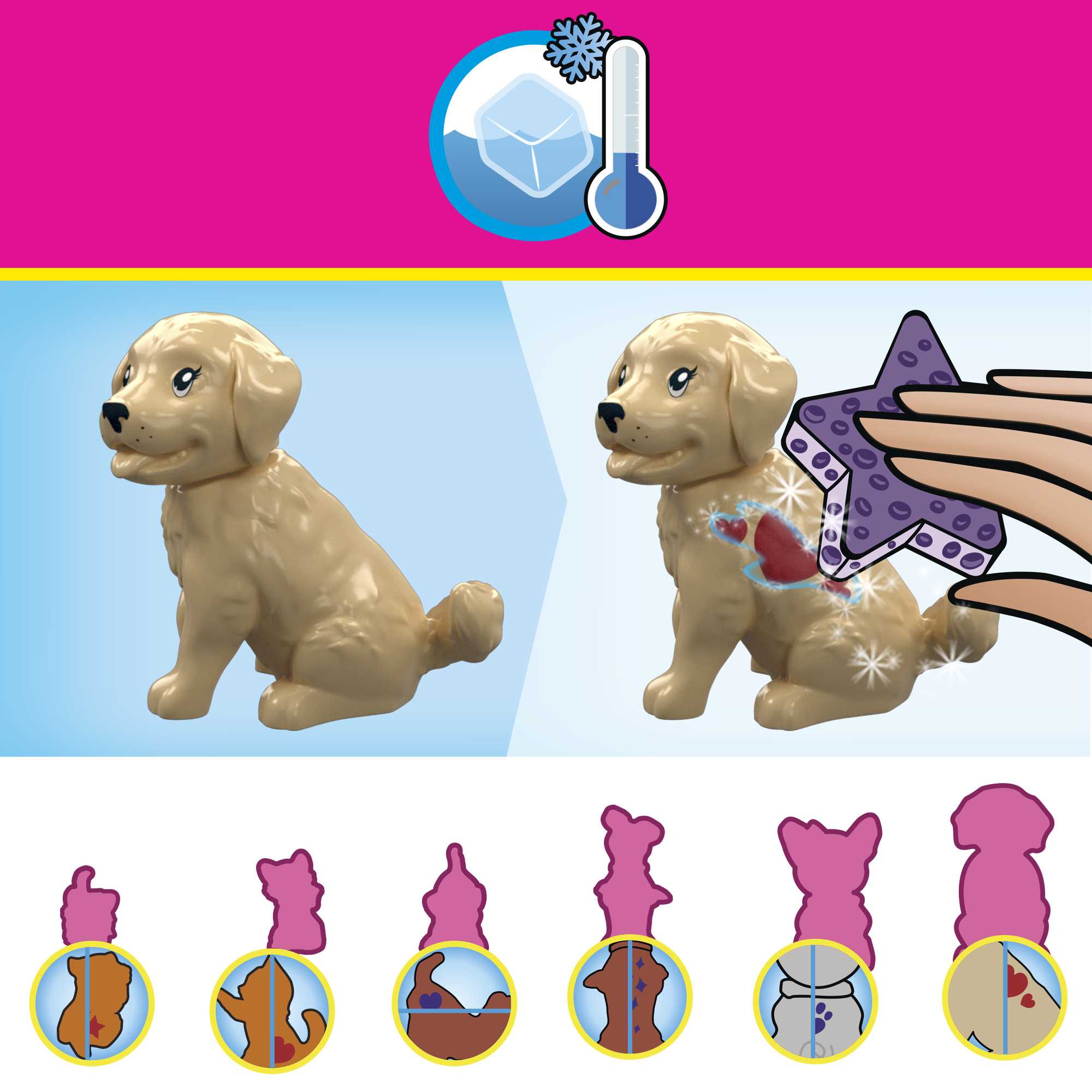 Bloques de construcción Barbie Color Reveal entrena y limpia mascotas MEGA Construx 6