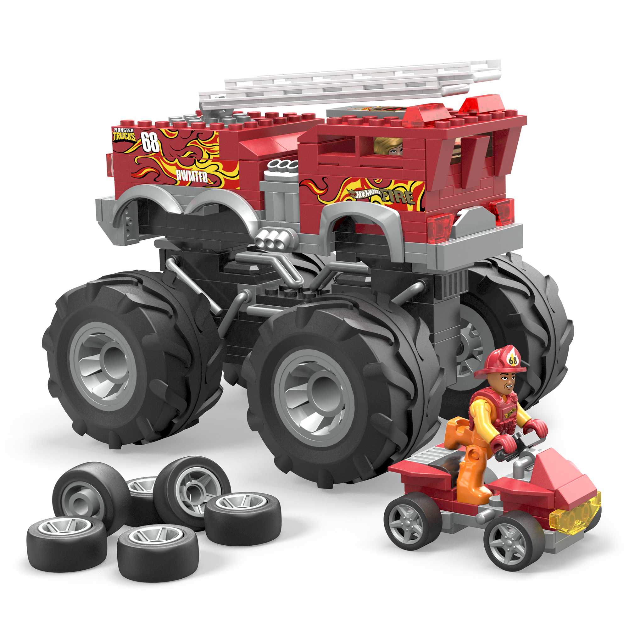 Conjunto de construcción del Monster Truck 5-Alarm de Hot Wheels de MEGA 2