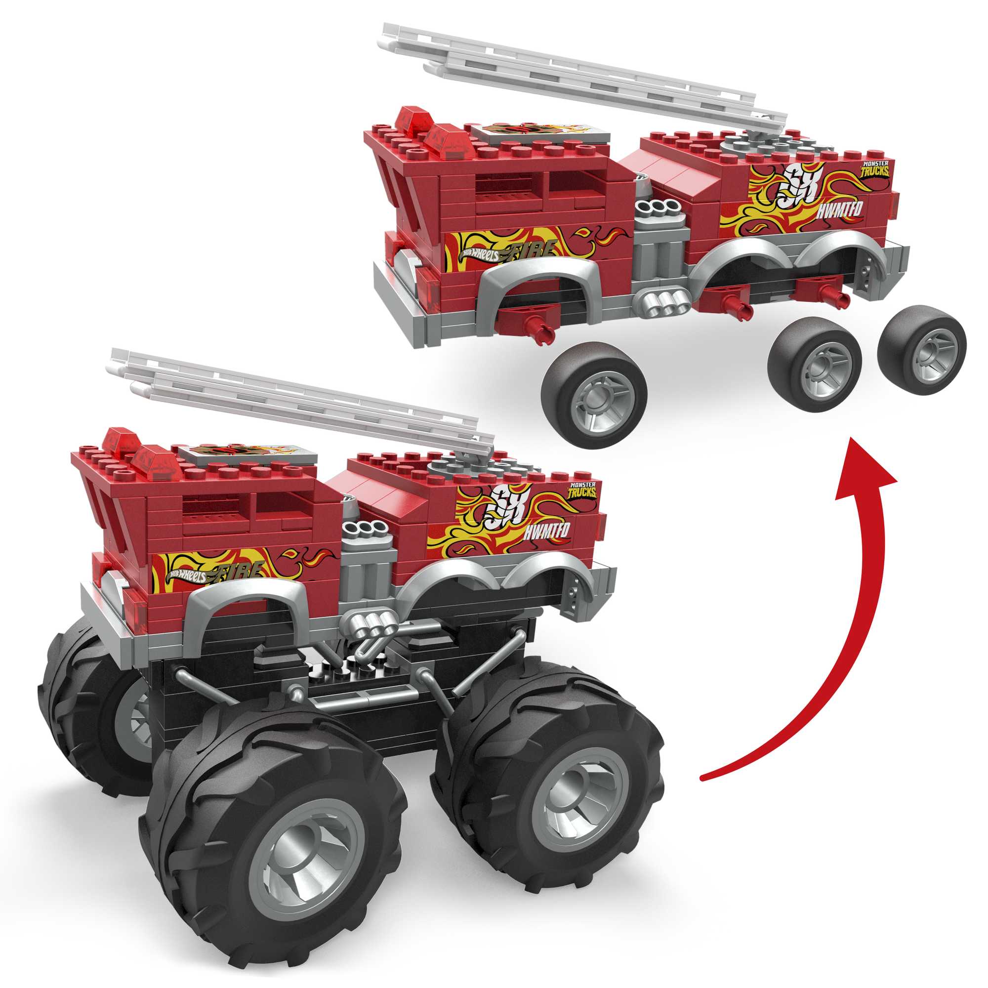 Conjunto de construcción del Monster Truck 5-Alarm de Hot Wheels de MEGA 4