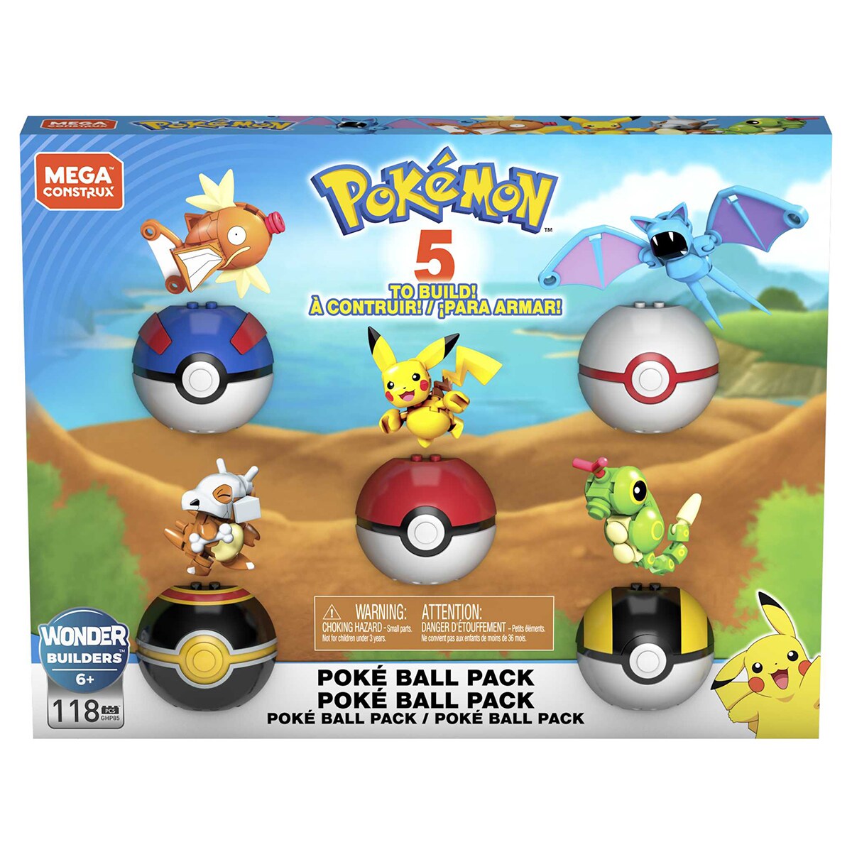 Bloques de construcción Pokémon Pack Pokeballs Mega 6