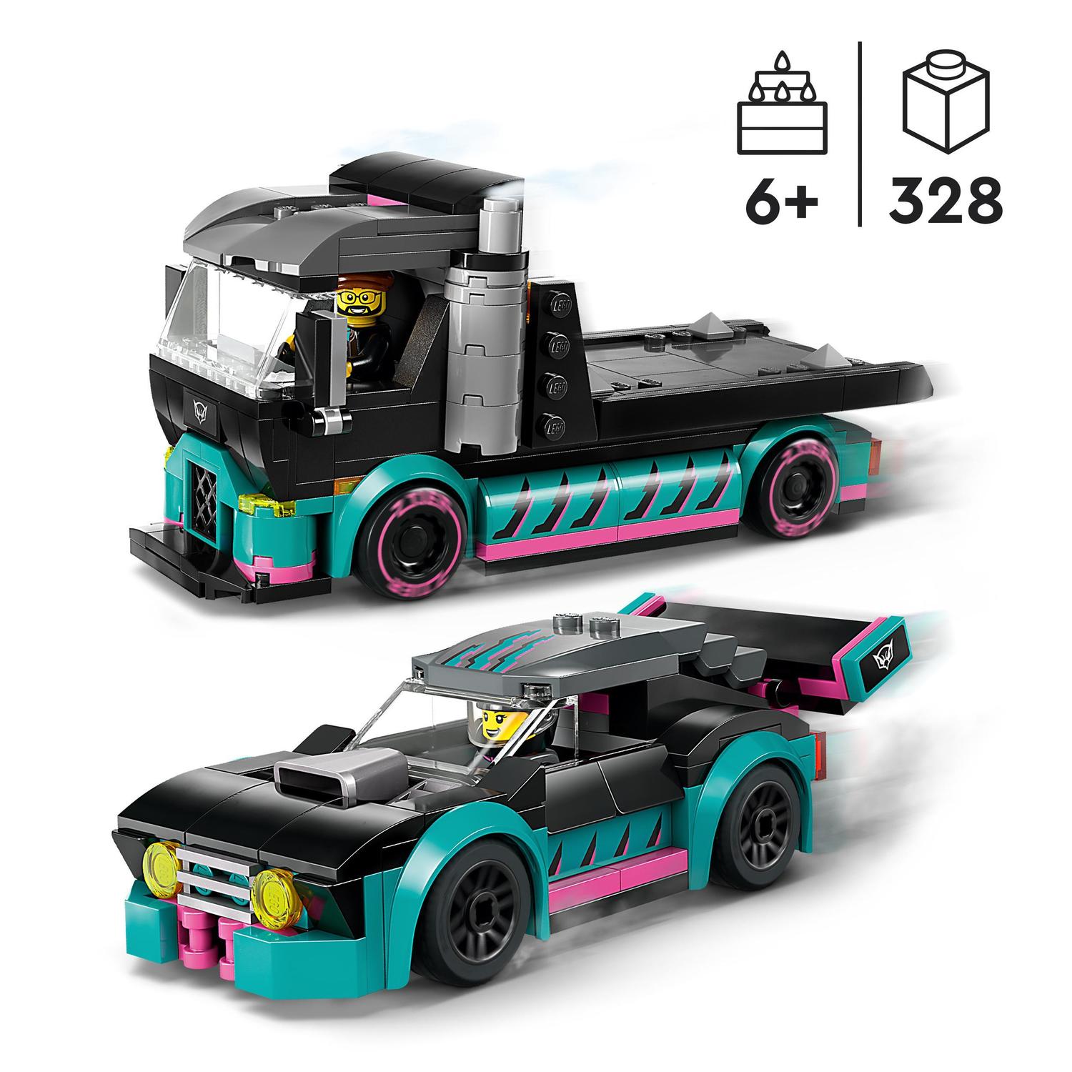 Carro de Corrida e Camião de Transporte de Carros Lego City 3