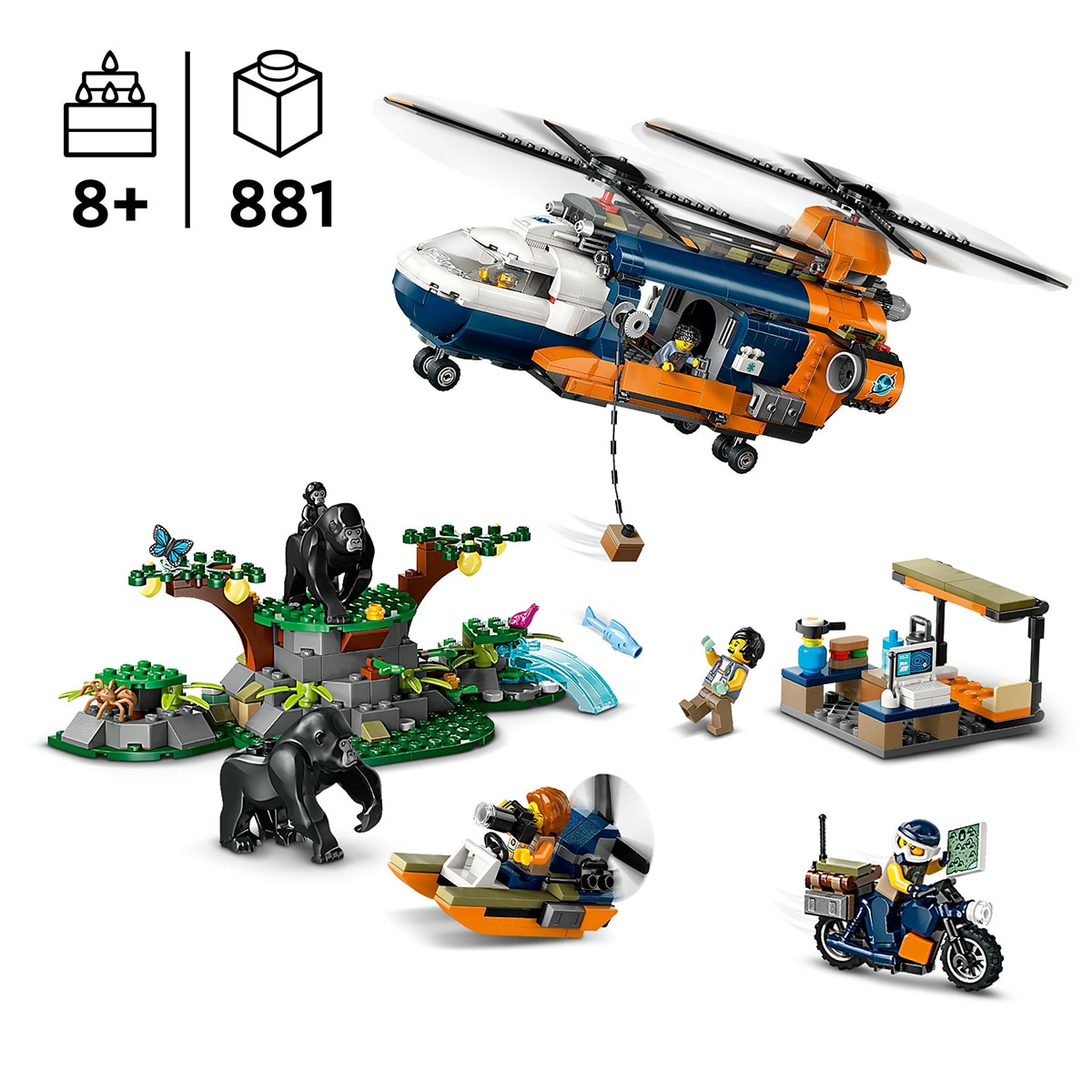 Juguete de construcción Exploradores de la Jungla: Helicóptero en Campamento Base LEGO City - 60437 4