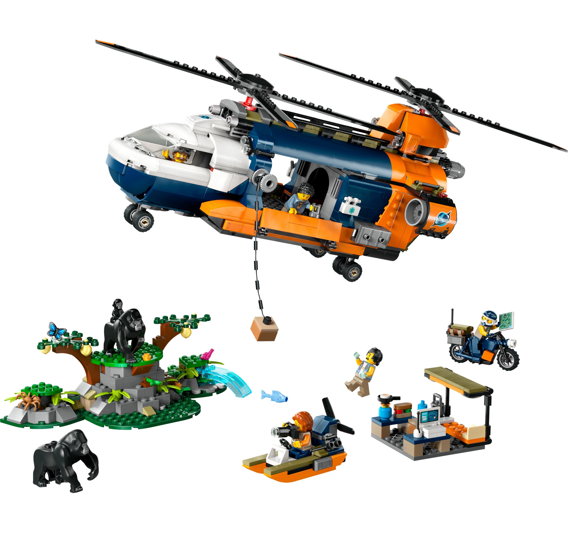 Juguete de construcción Exploradores de la Jungla: Helicóptero en Campamento Base LEGO City - 60437 7