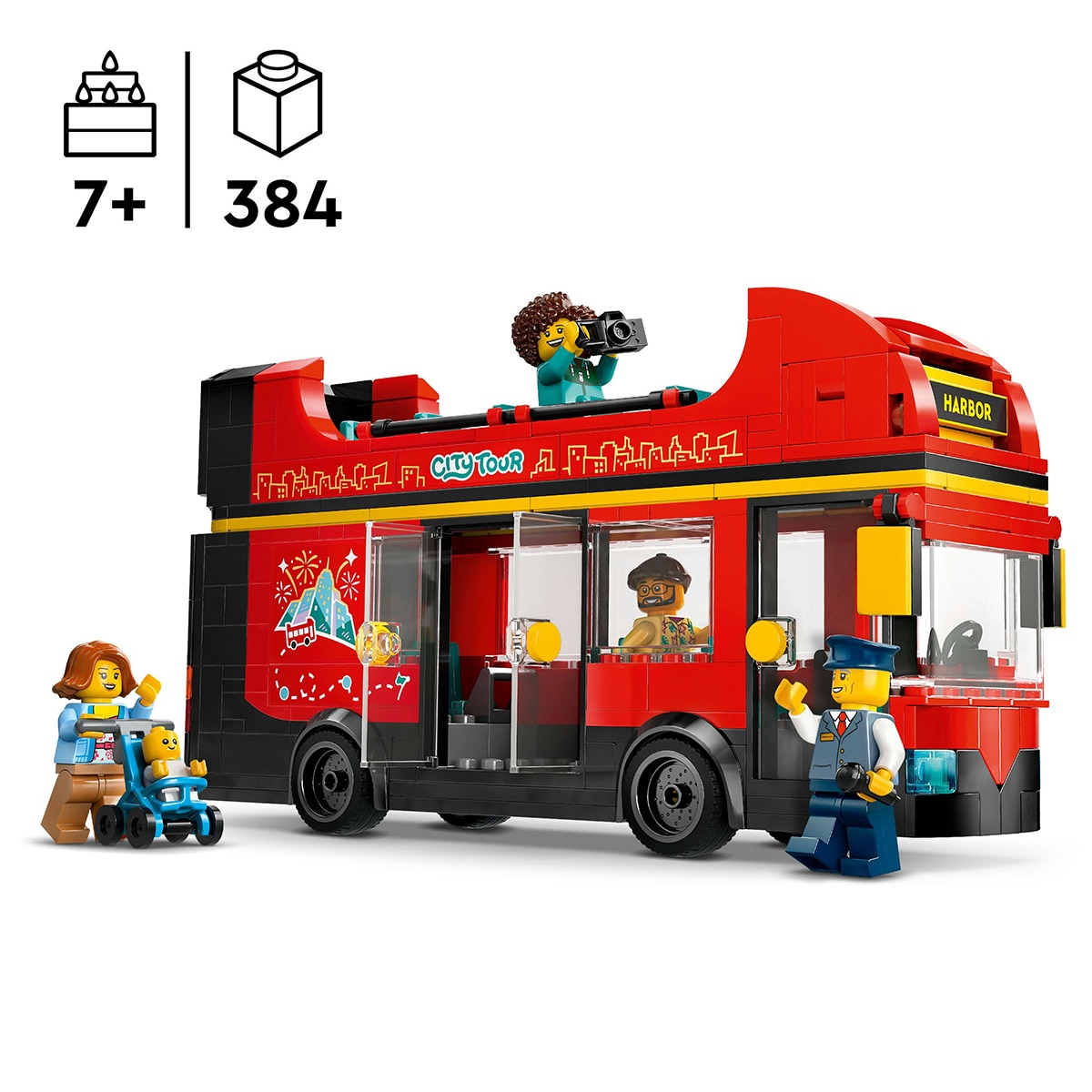 Juguete de construcción Autobús Turístico Rojo de Dos Plantas LEGO City - 60407 5