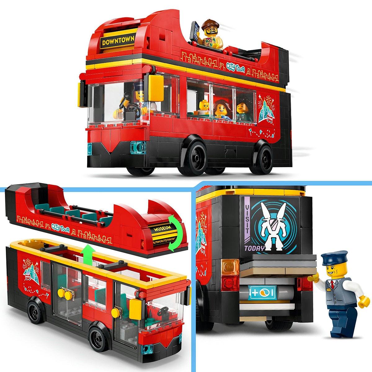 Juguete de construcción Autobús Turístico Rojo de Dos Plantas LEGO City - 60407 6
