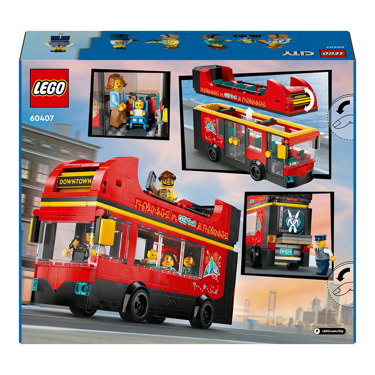 Juguete de construcción Autobús Turístico Rojo de Dos Plantas LEGO City - 60407 9