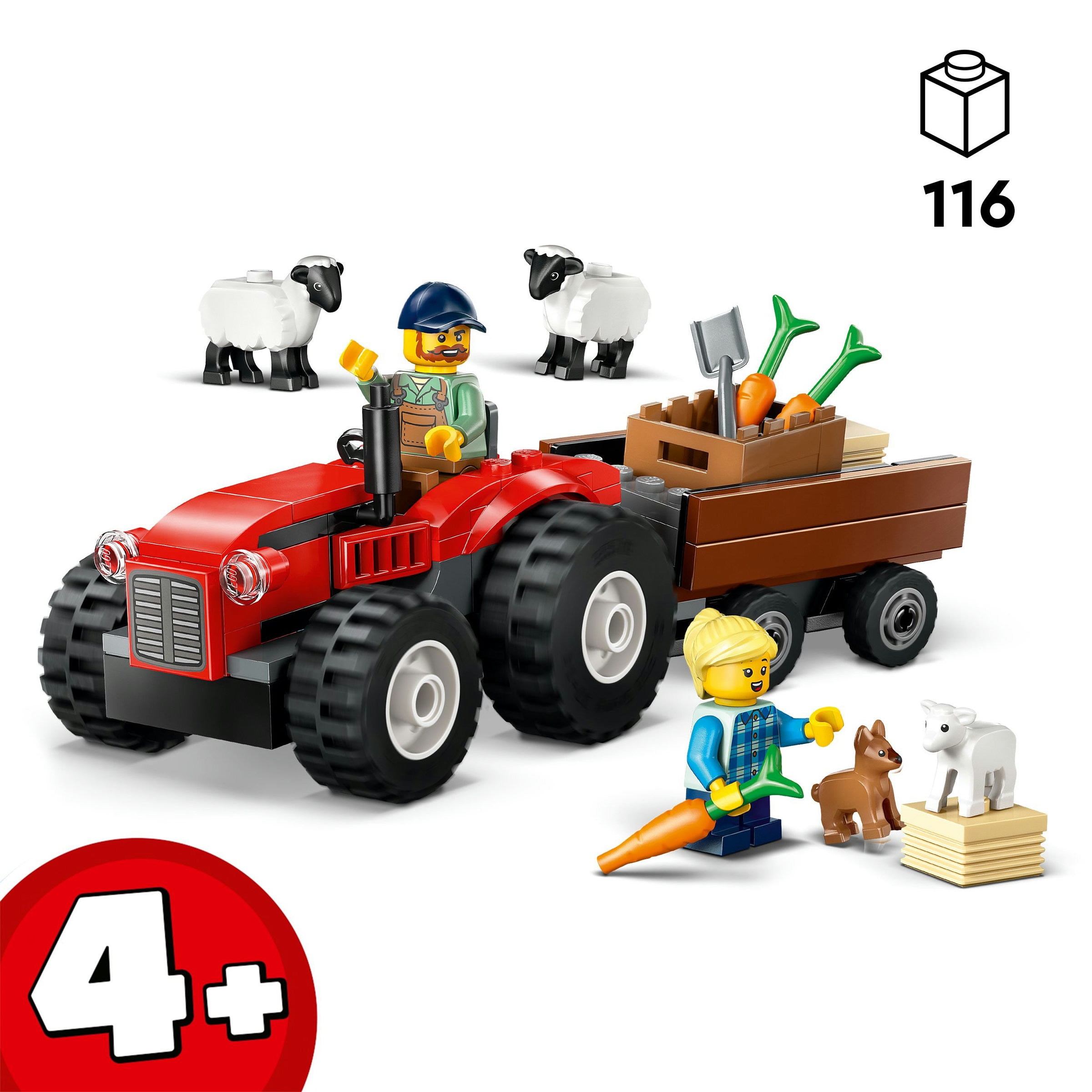Juego de construcción Tractor Rojo con Remolque y Oveja LEGO City - 60461 4