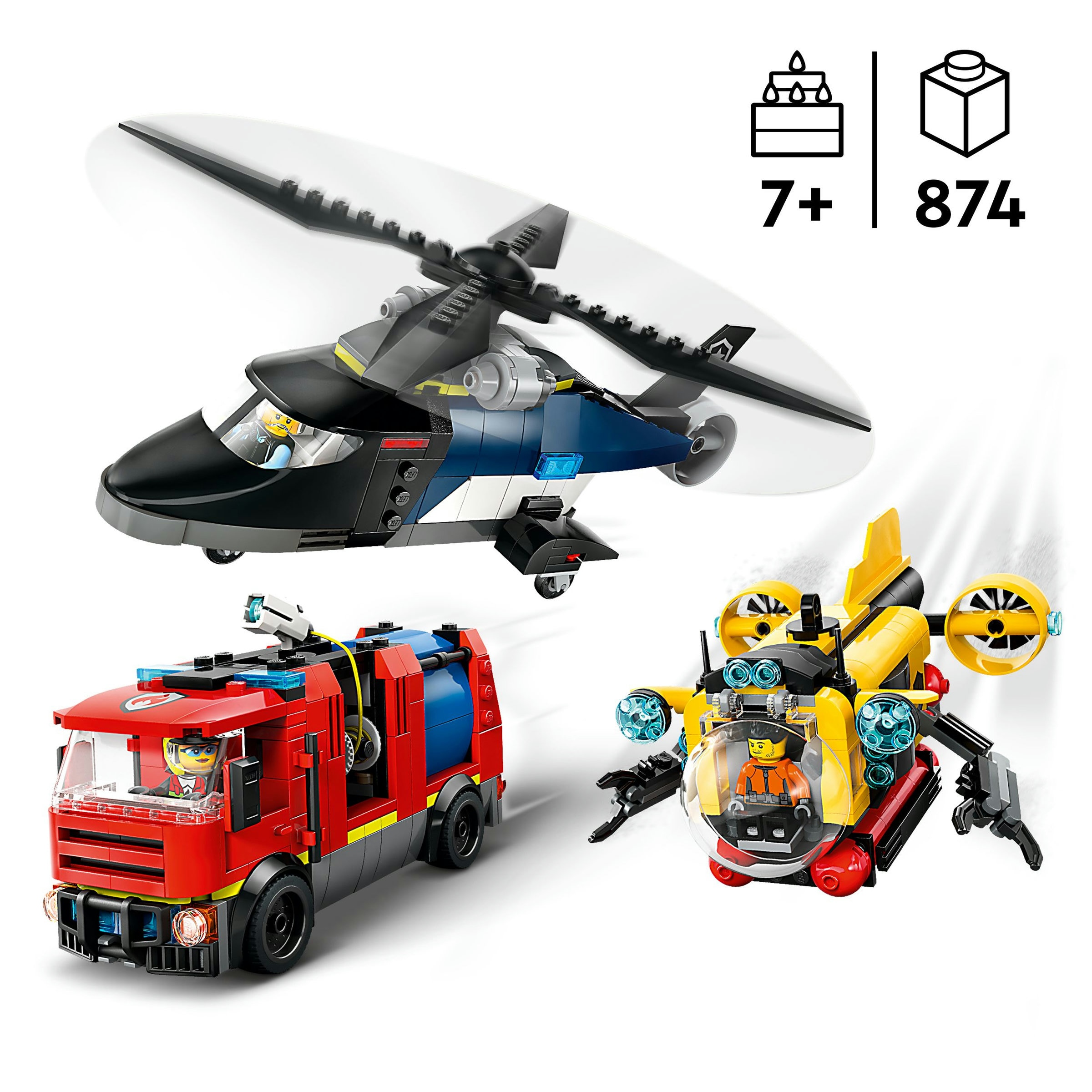 Juego de construcción Remix: Helicóptero, Camión de Bomberos y Submarino LEGO City - 60462 5