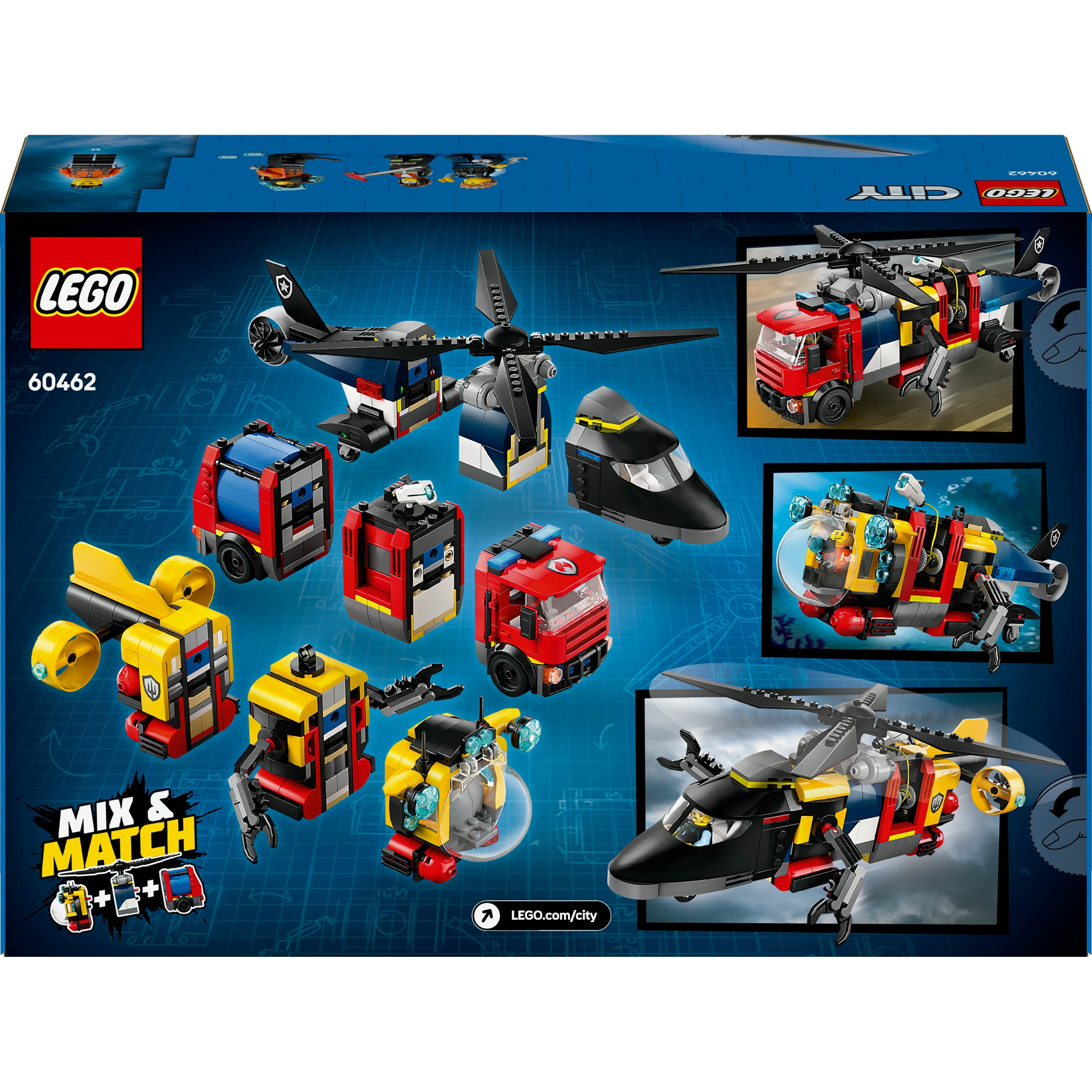 Juego de construcción Remix: Helicóptero, Camión de Bomberos y Submarino LEGO City - 60462 10