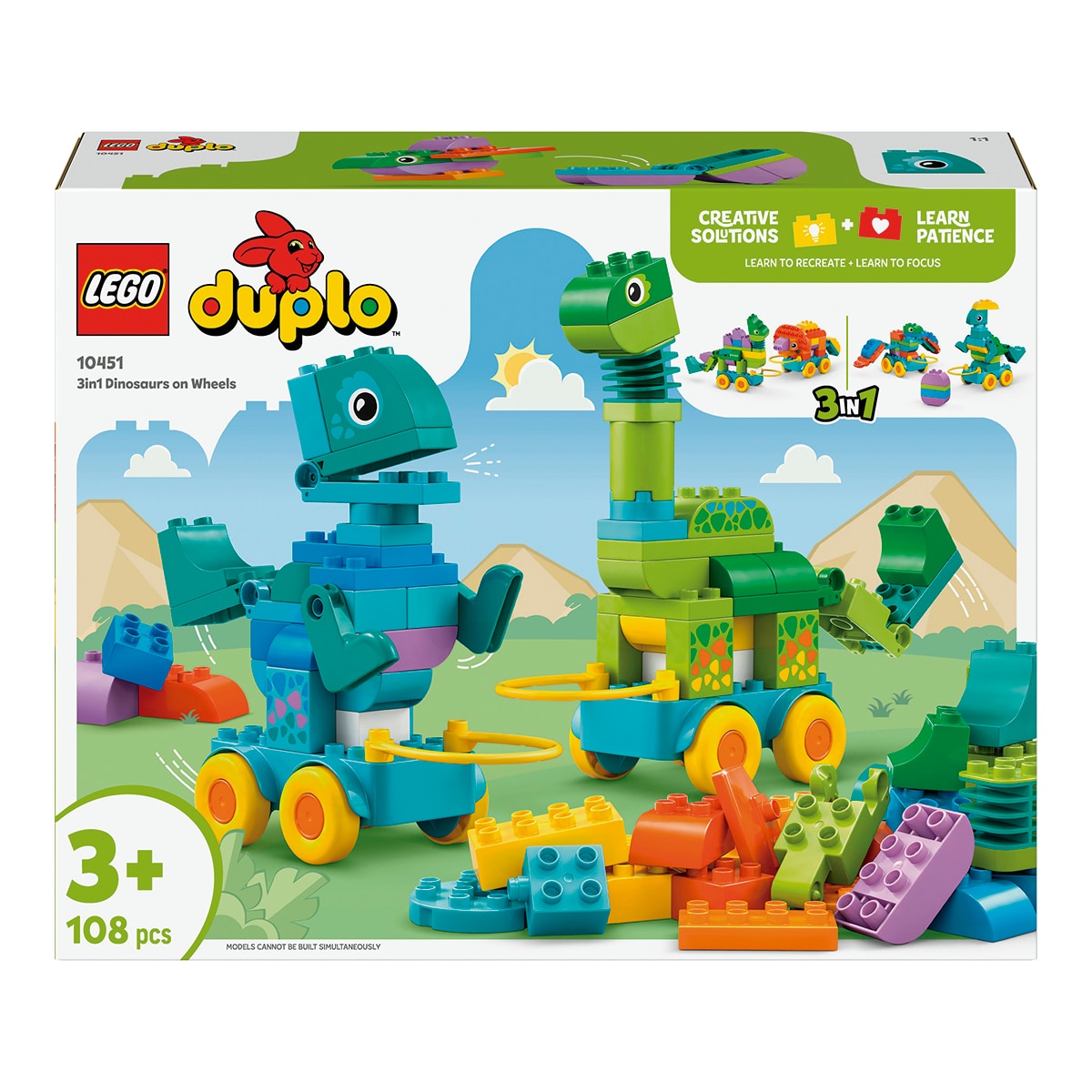 Imagen 0 de Juego de construcción Dinosaurios sobre Ruedas 3en1 LEGO Duplo - 10451