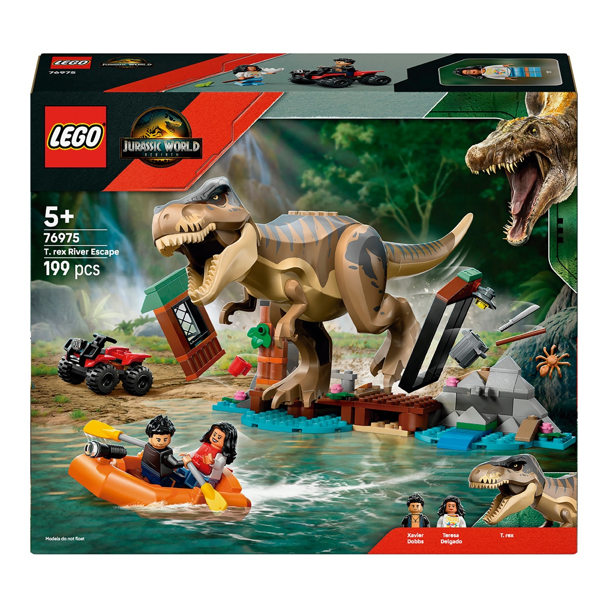 LEGO – Juego de construcción Huida por el Río y T. rex a la Caza LEGO Jurassic World.