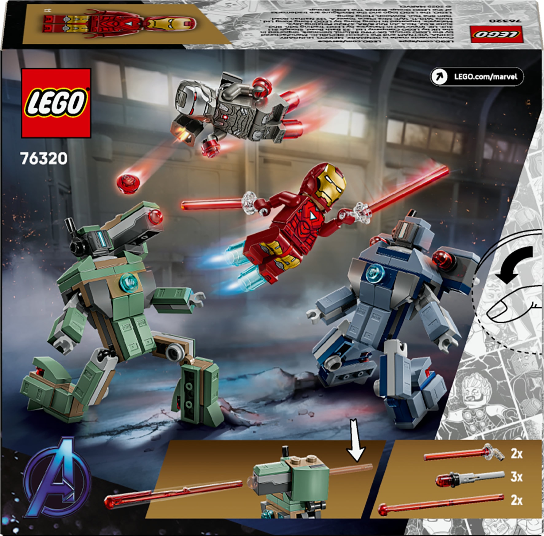 Juego de construcción Iron Man y Máquina de Guerra vs. Drones de Hammer LEGO Super Hero - 76320 9