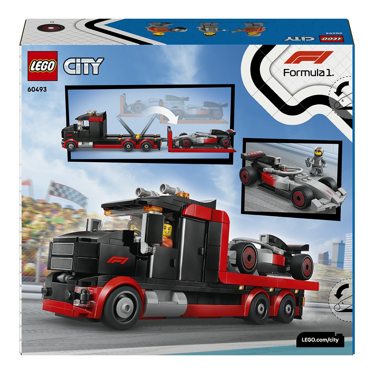 Camião de Exposição de F1® com Carro de Corrida de F1® Audi Lego City 4